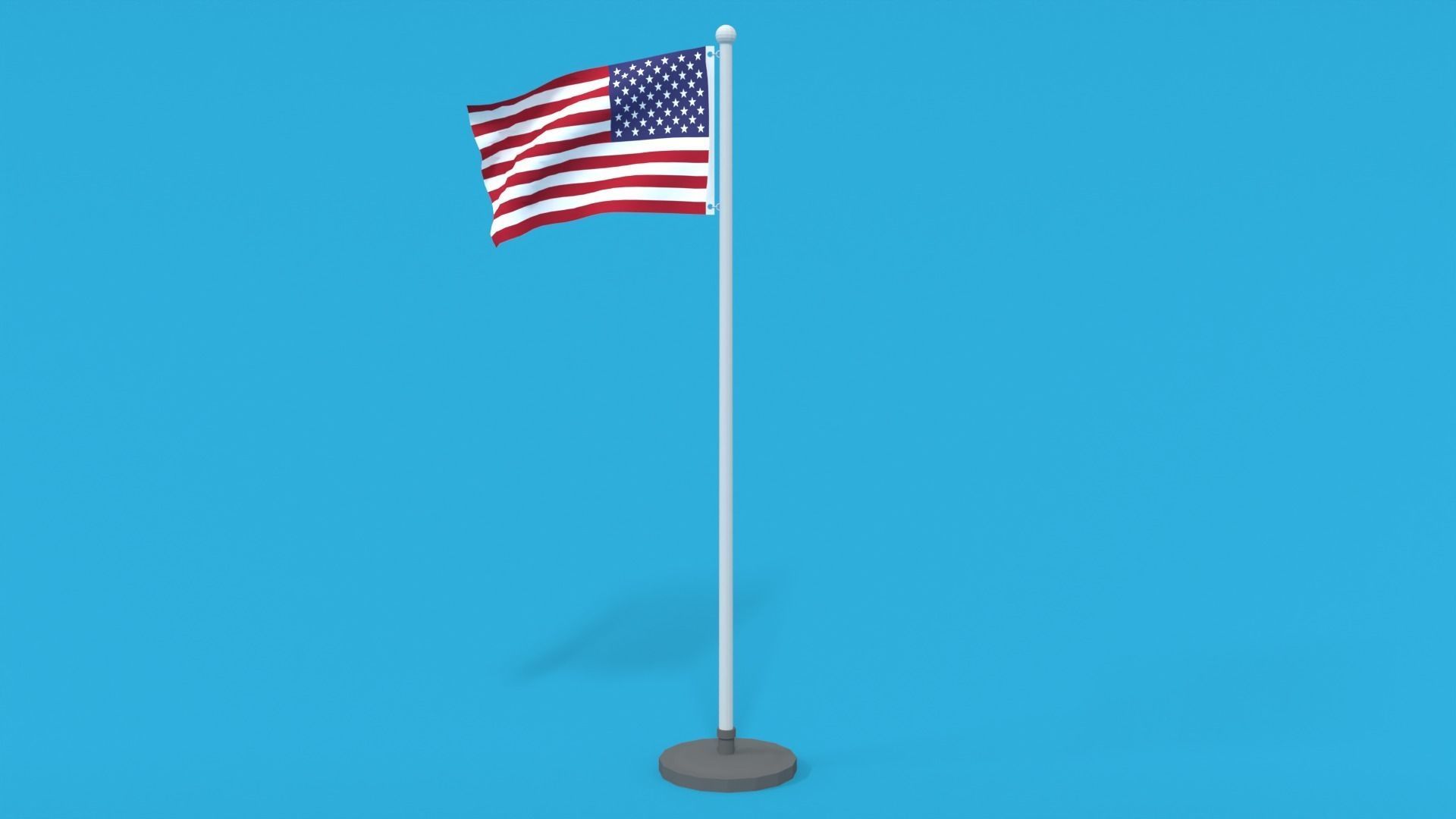 Low Poly Seamless Animated USA Flag Low-poly 3D model_4