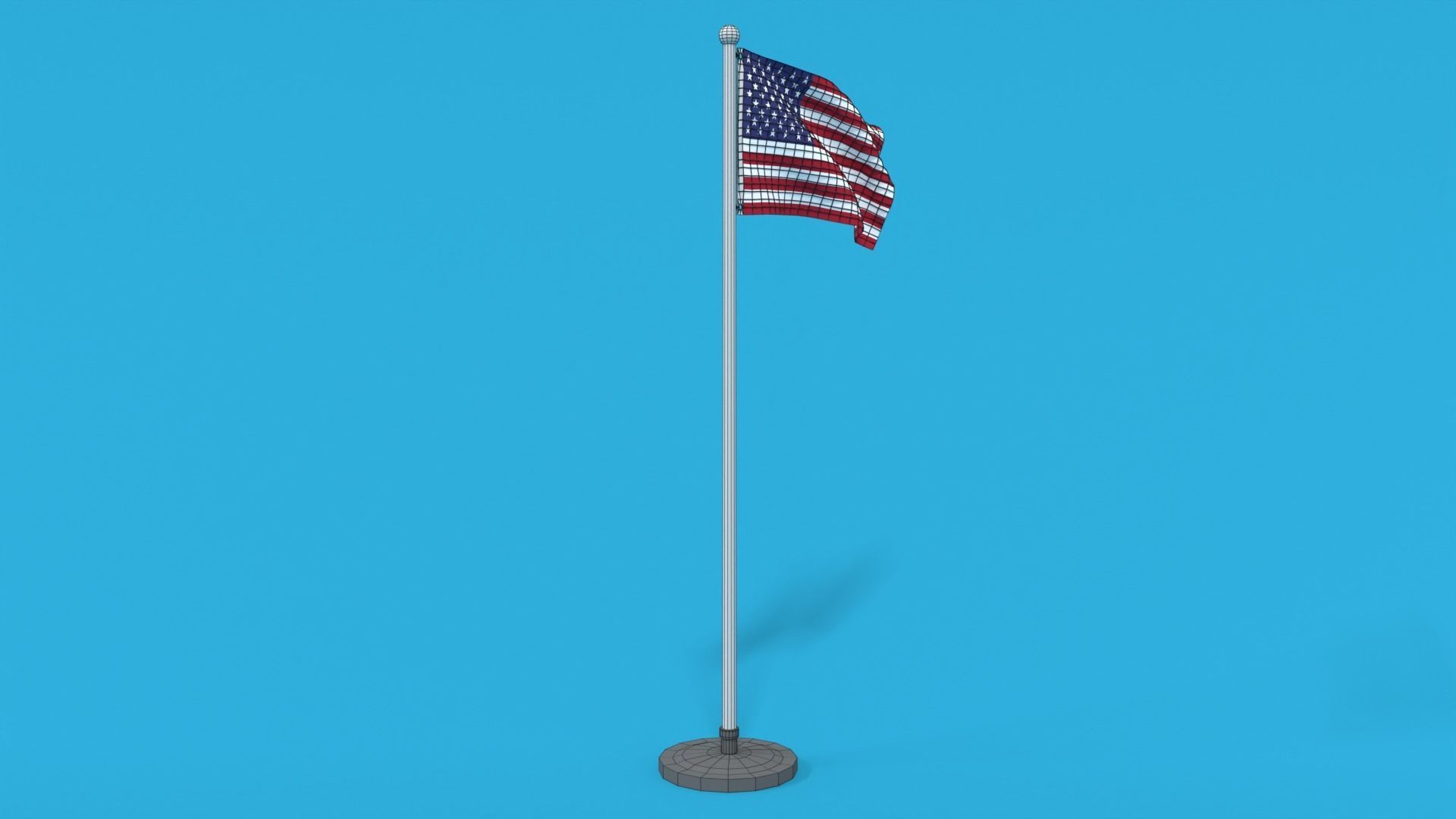 Low Poly Seamless Animated USA Flag Low-poly 3D model_16