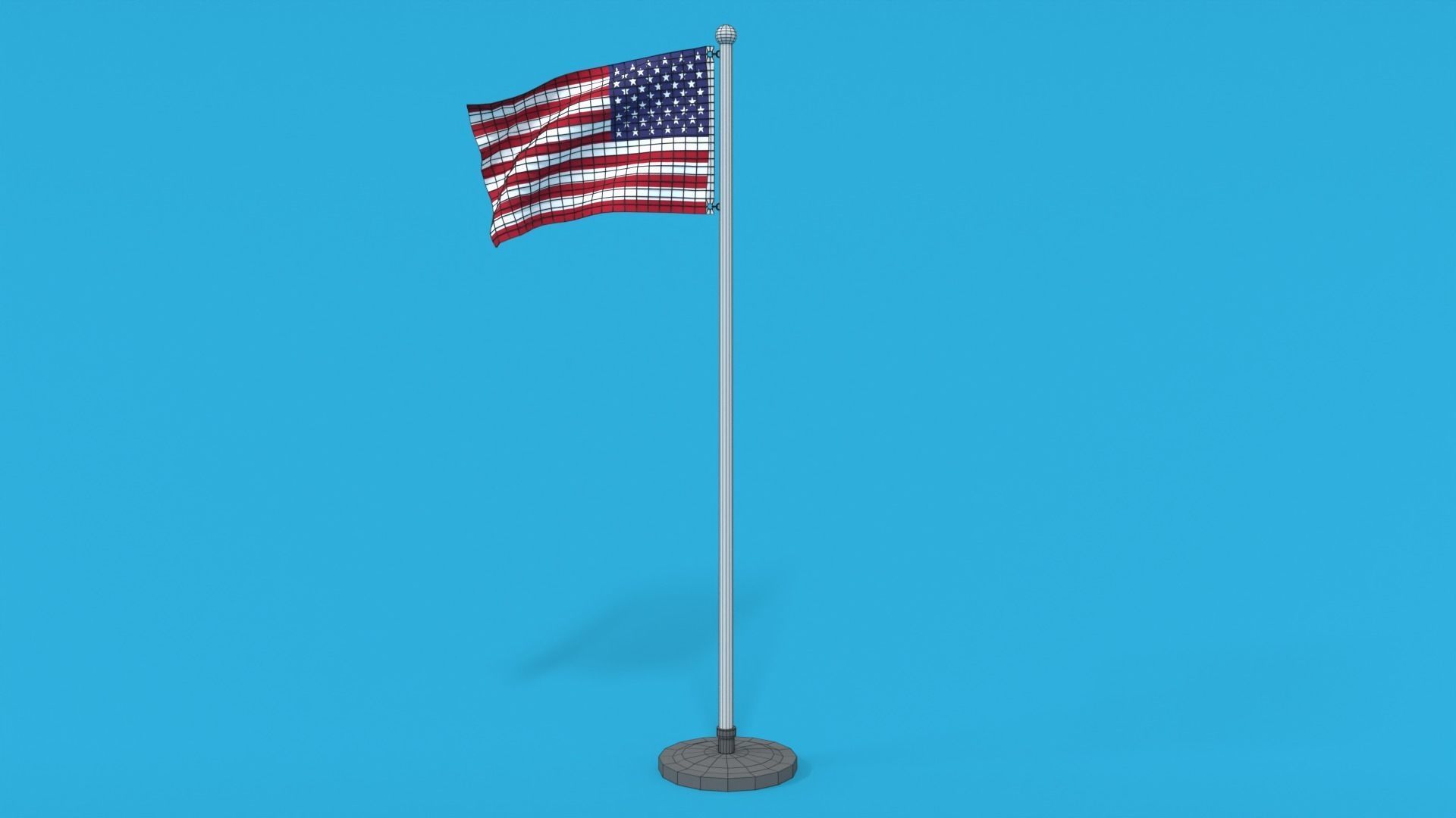 Low Poly Seamless Animated USA Flag Low-poly 3D model_13