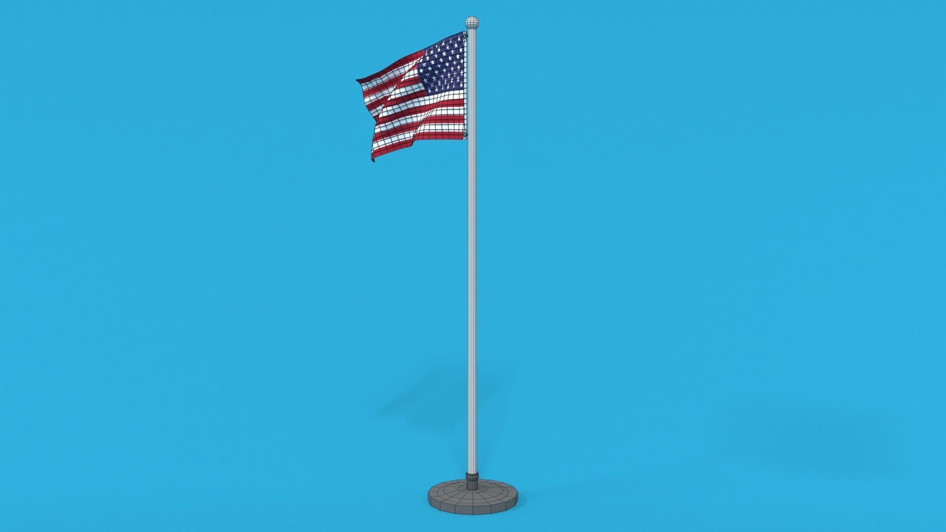 Low Poly Seamless Animated USA Flag Low-poly 3D model_14
