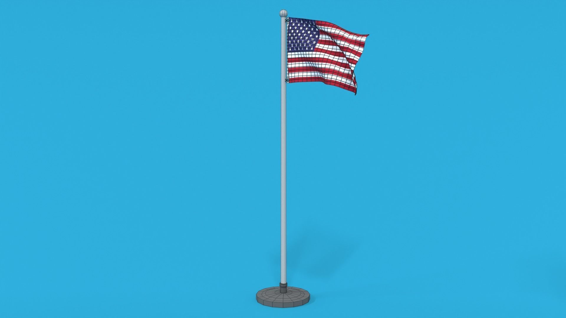 Low Poly Seamless Animated USA Flag Low-poly 3D model_10
