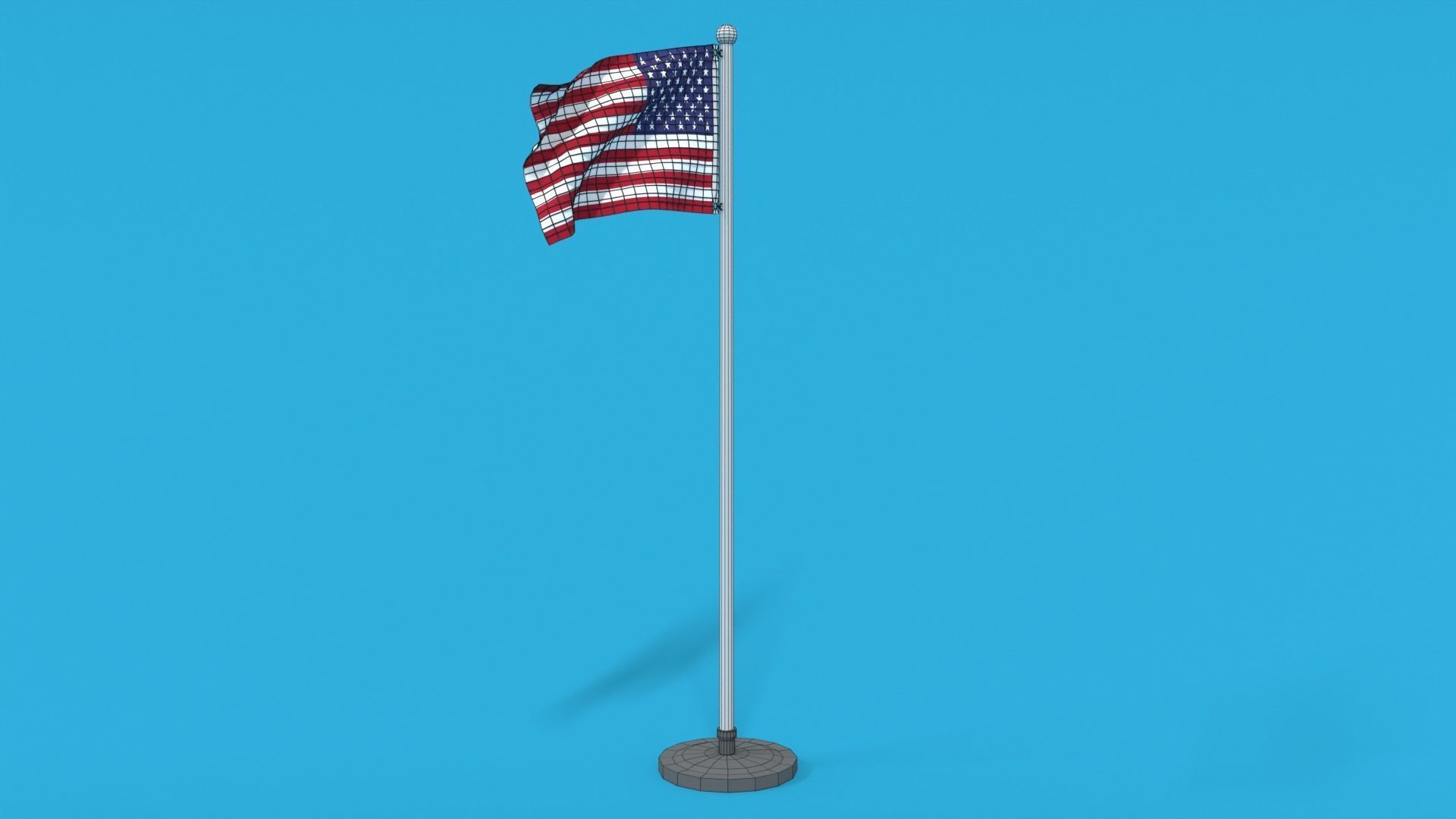 Low Poly Seamless Animated USA Flag Low-poly 3D model_12