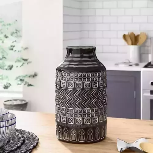 Gray Ceramic Floor Vase 
