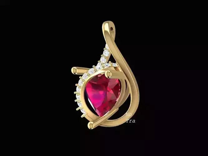 Elegant Teardrop Ruby and Diamond Pendant 304