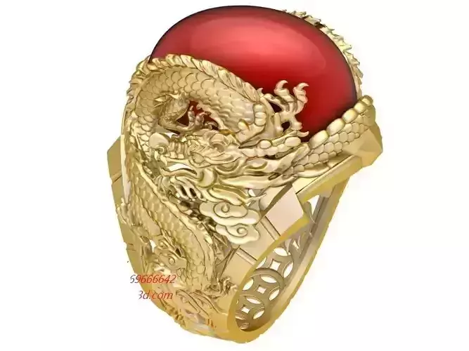Luxury Dragon Red Gemstone Ring for Men  309