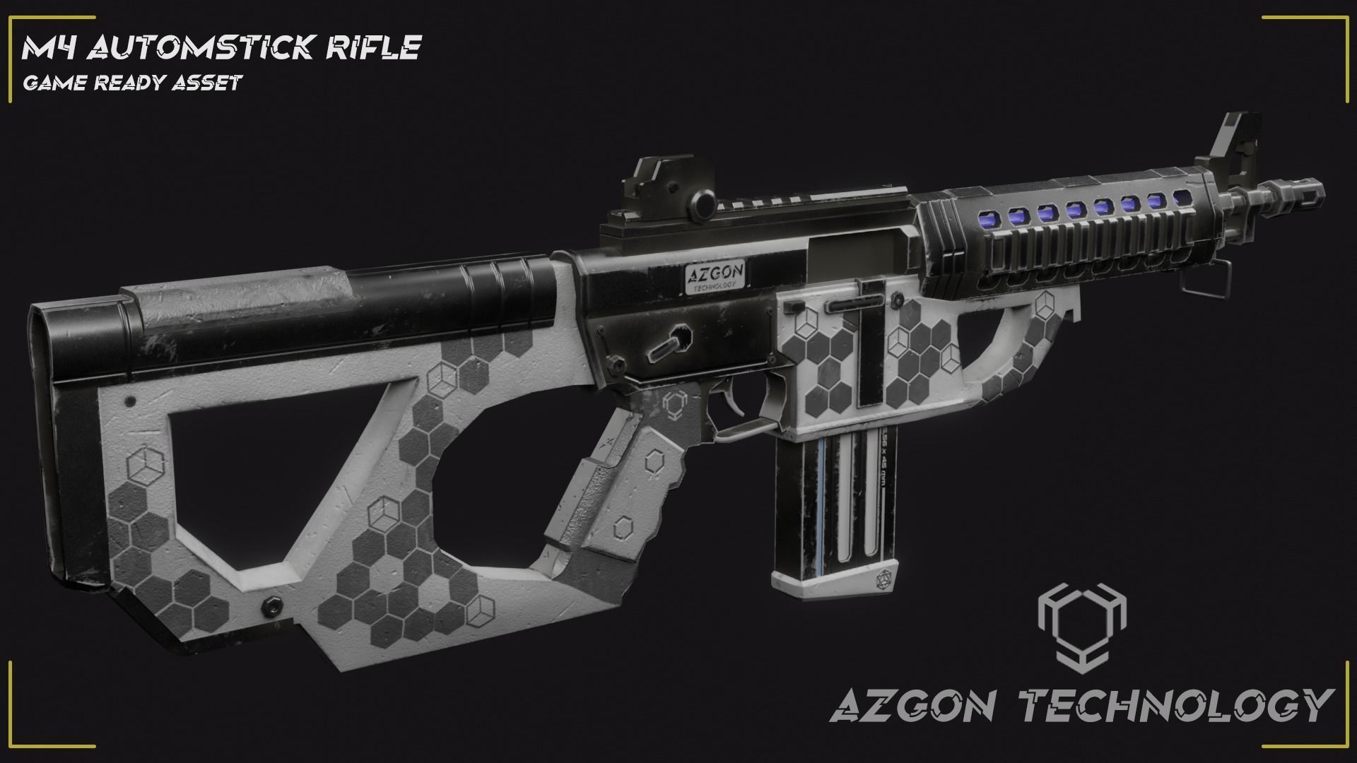 Sci Fi M4 Rifle Low-poly 3D model_8