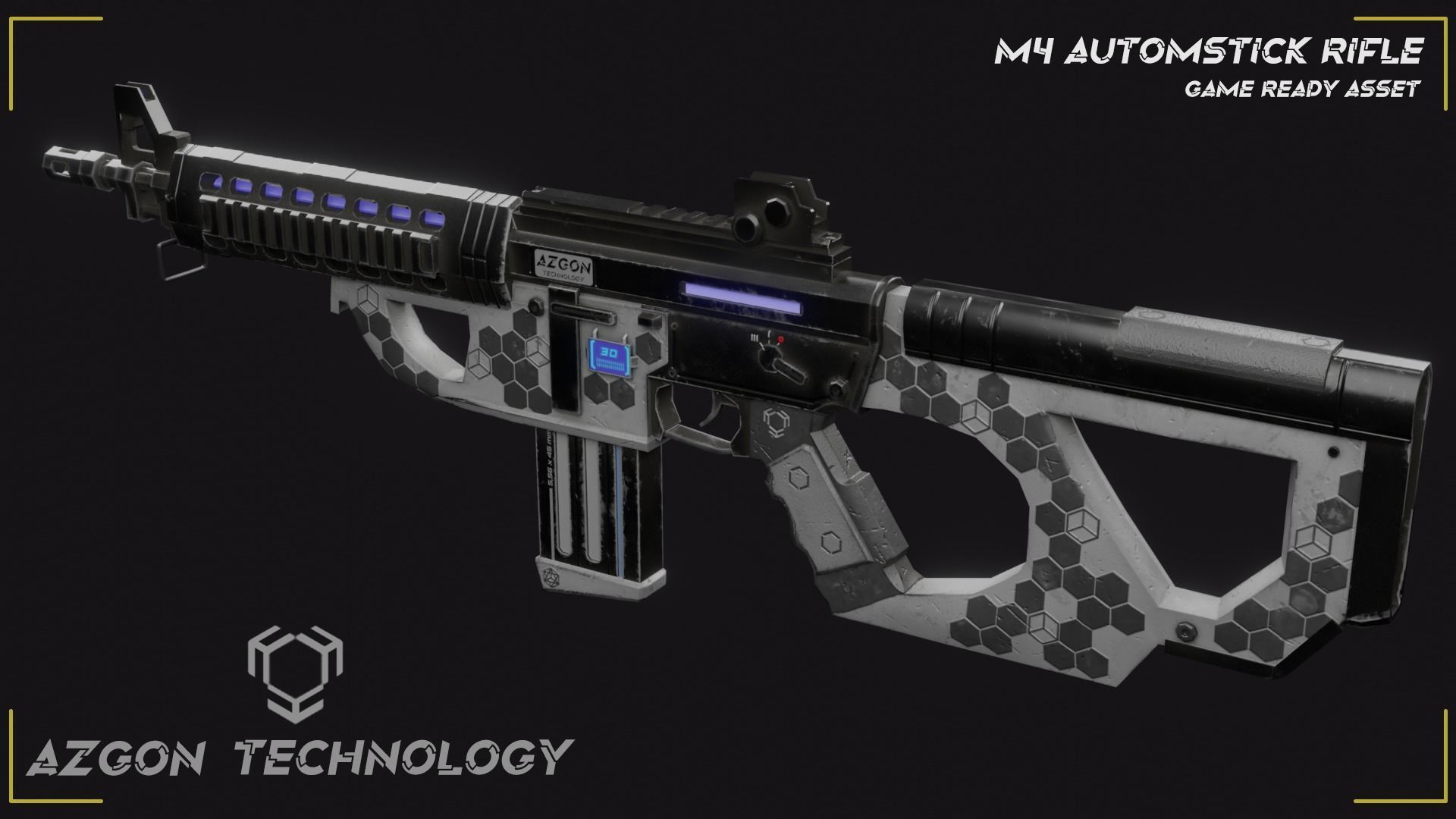 Sci Fi M4 Rifle Low-poly 3D model_6