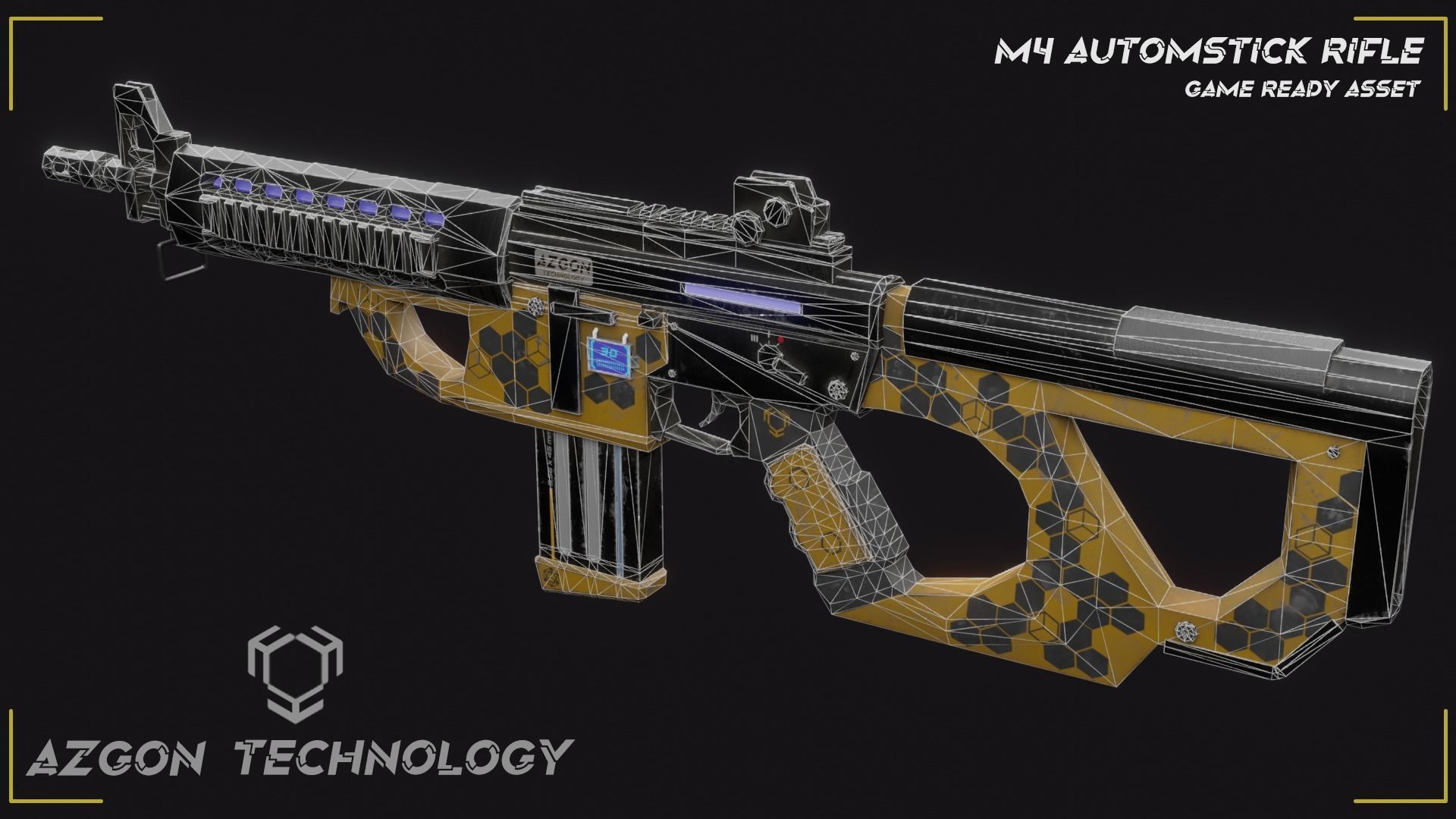 Sci Fi M4 Rifle Low-poly 3D model_14