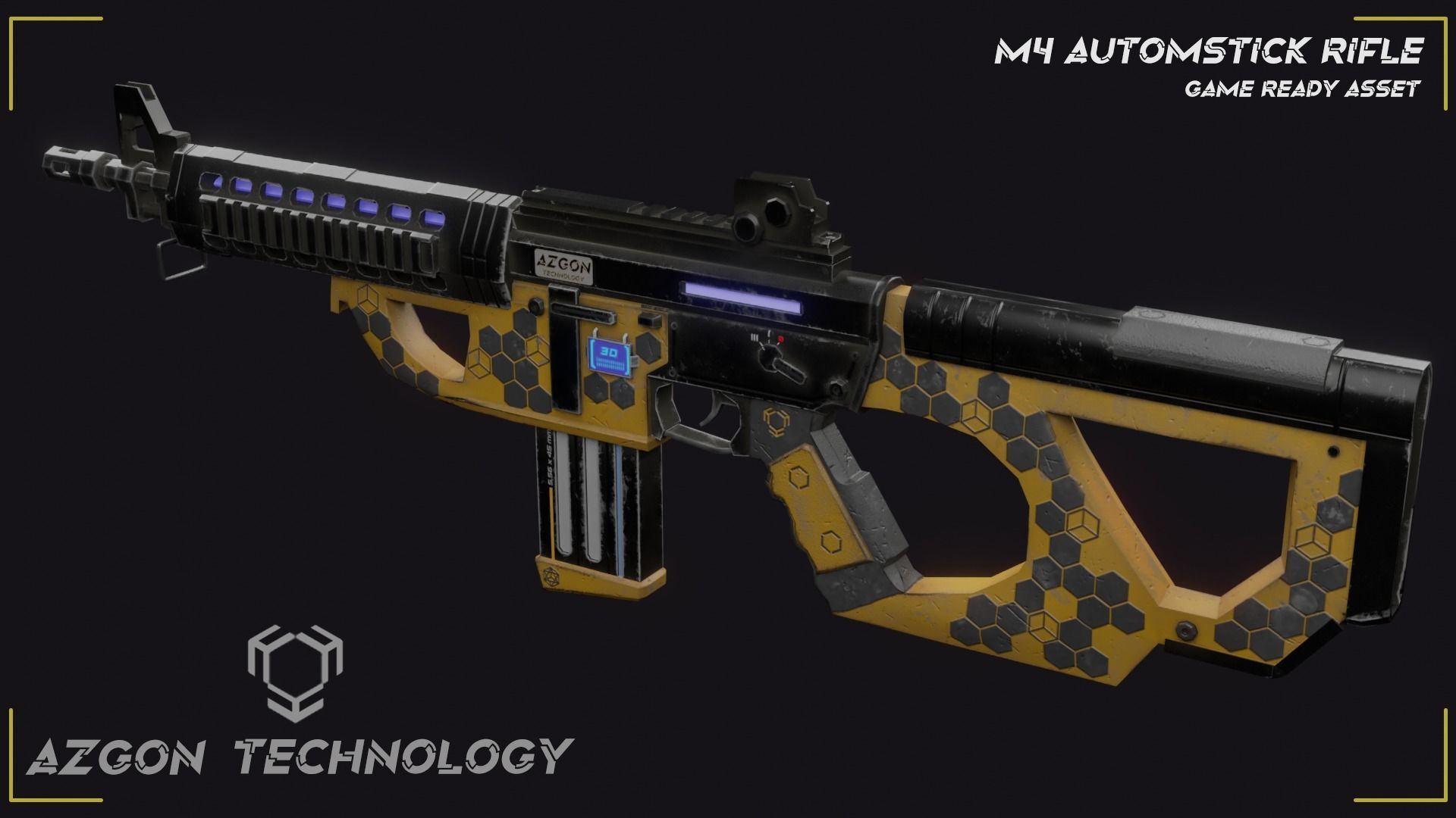 Sci Fi M4 Rifle Low-poly 3D model_2