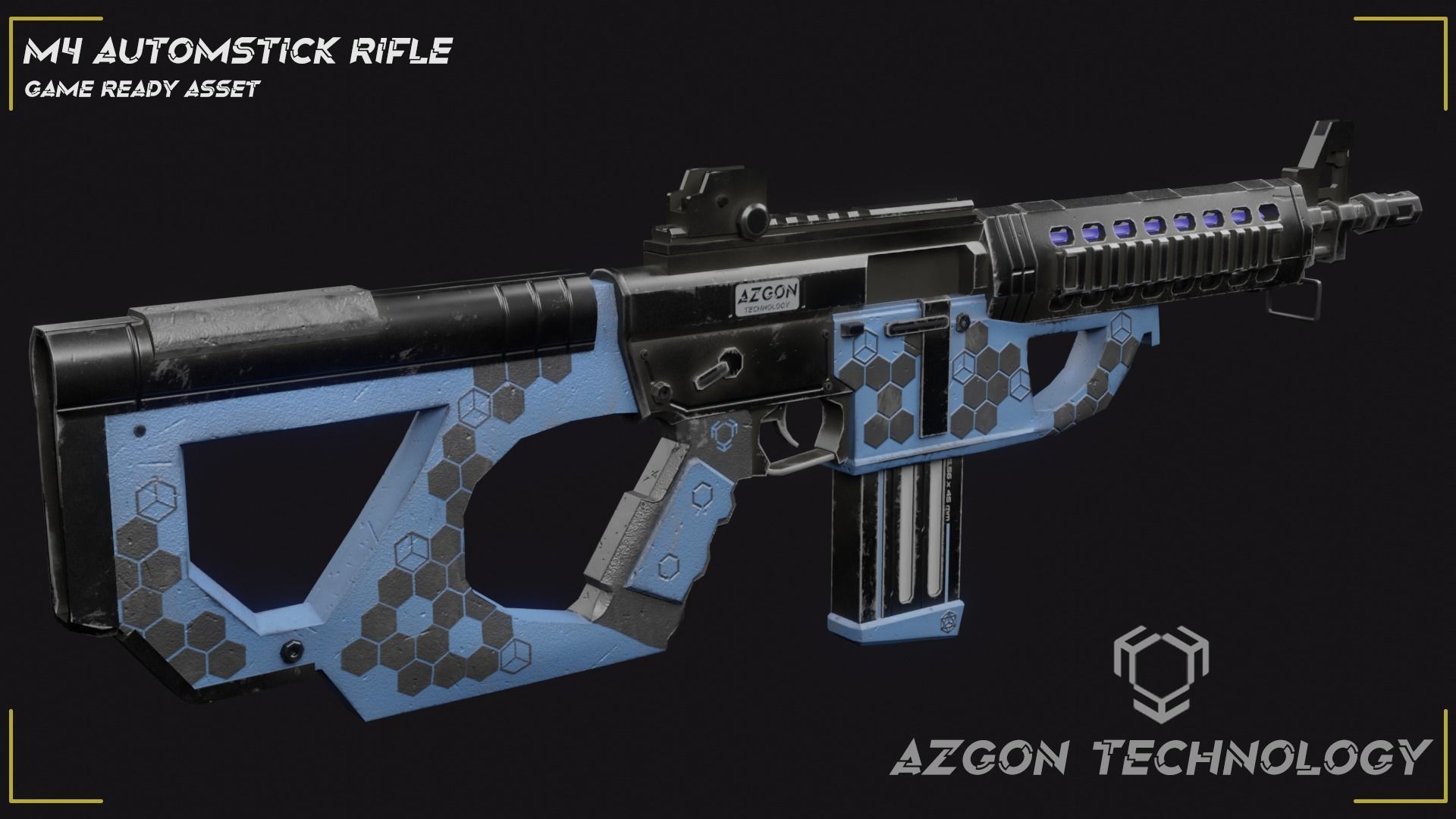 Sci Fi M4 Rifle Low-poly 3D model_12