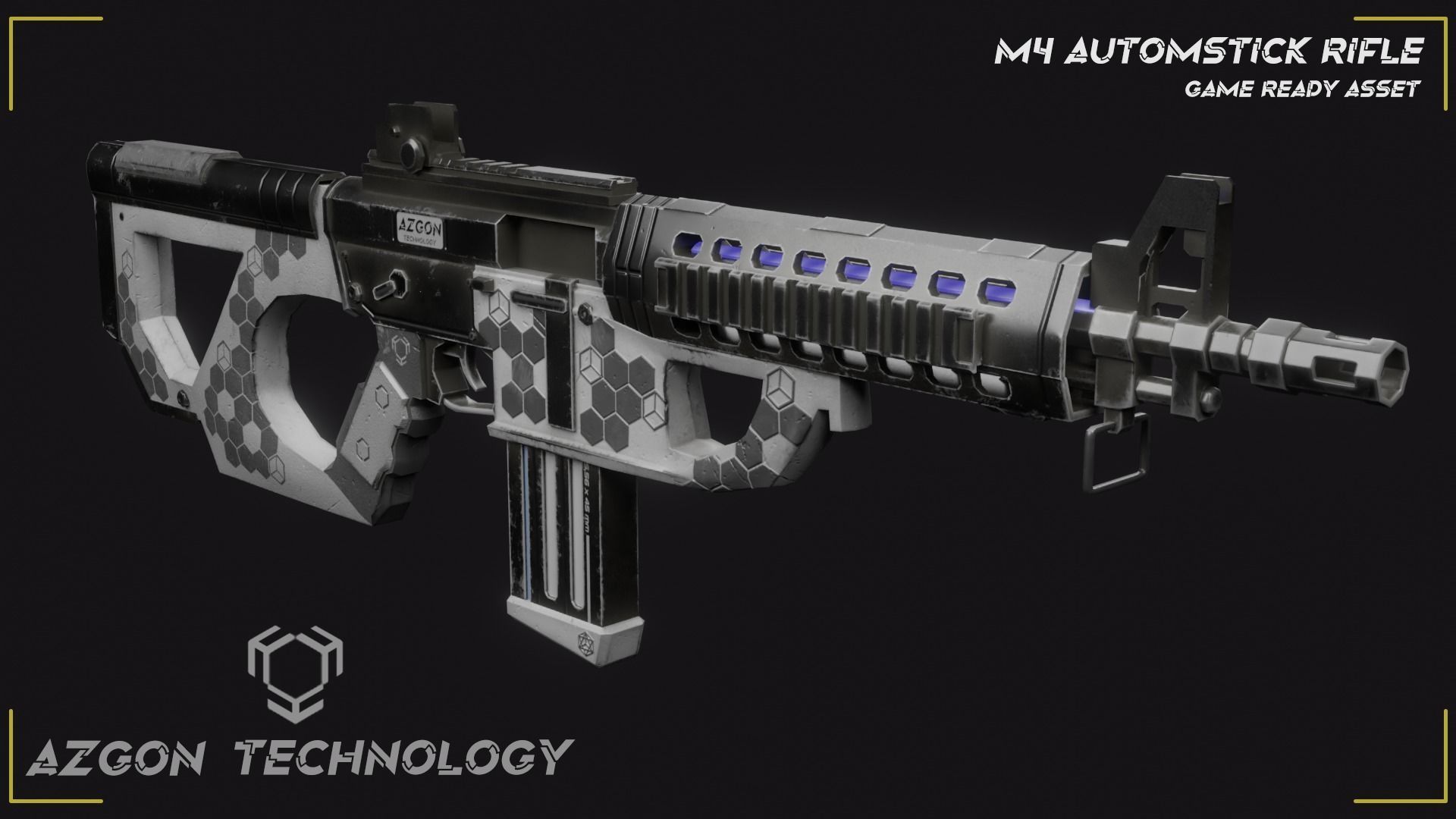 Sci Fi M4 Rifle Low-poly 3D model_5