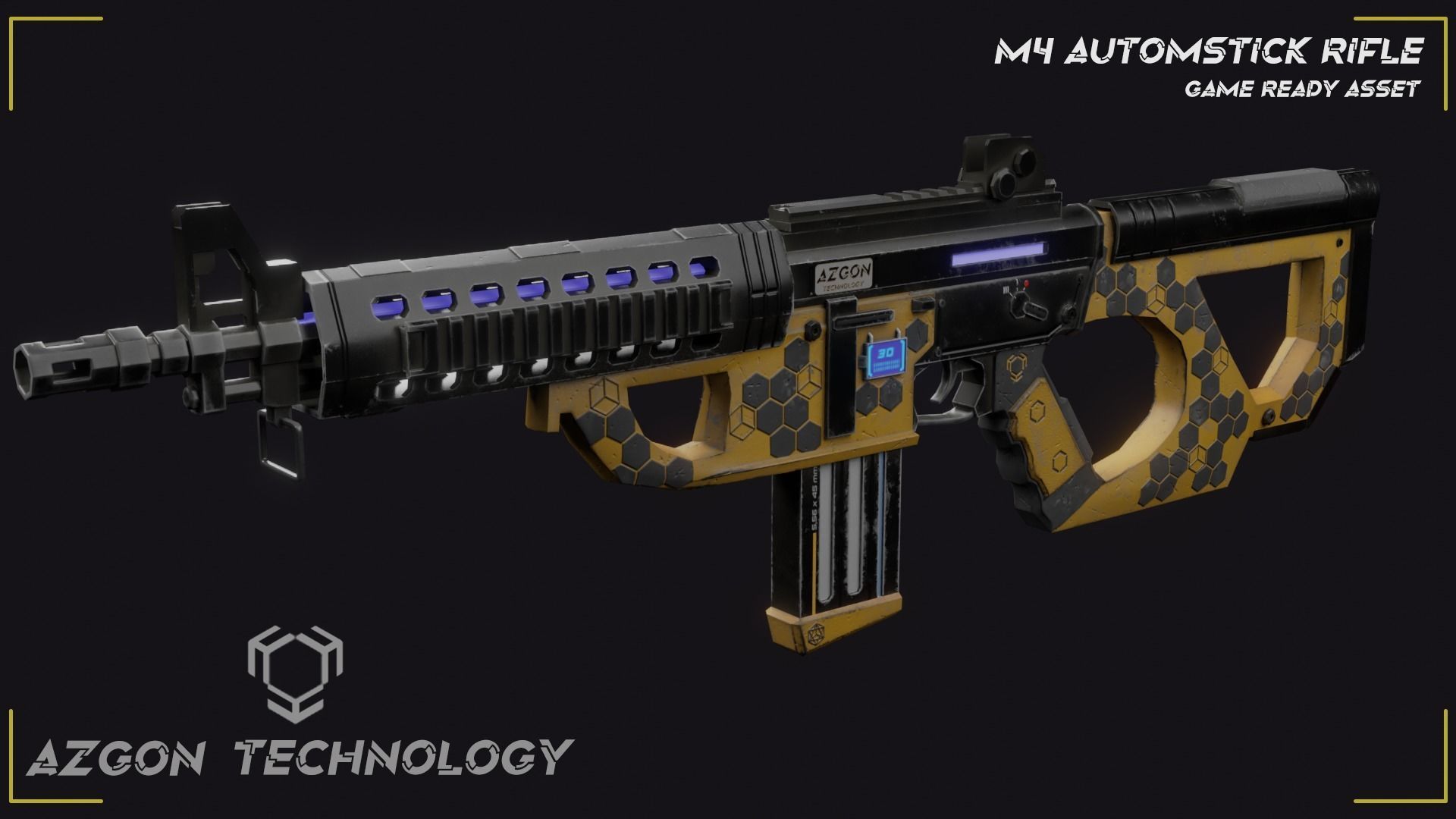 Sci Fi M4 Rifle Low-poly 3D model_3