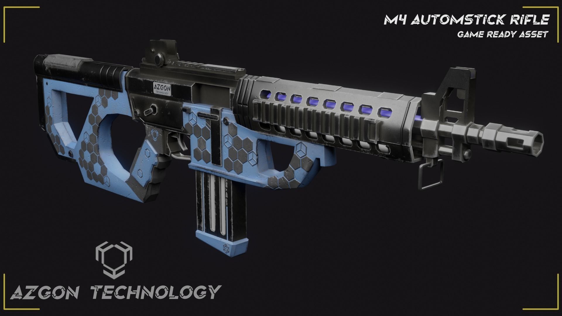 Sci Fi M4 Rifle Low-poly 3D model_9