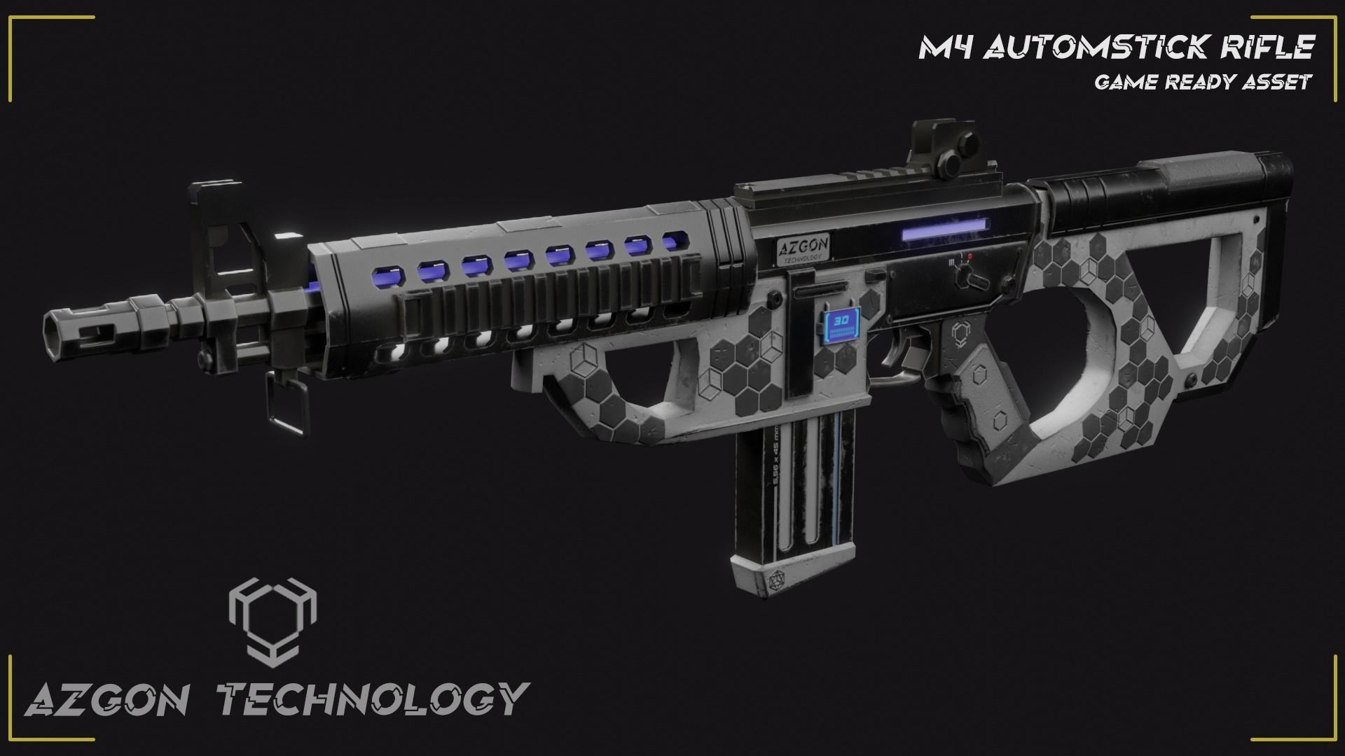 Sci Fi M4 Rifle Low-poly 3D model_7