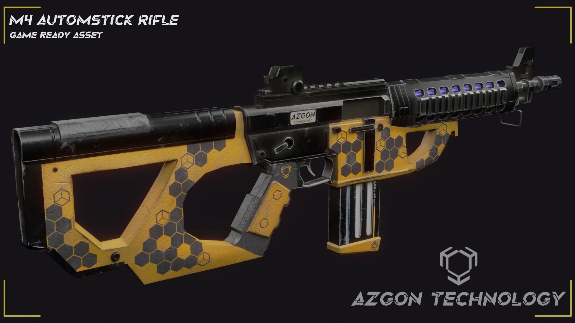 Sci Fi M4 Rifle Low-poly 3D model_4