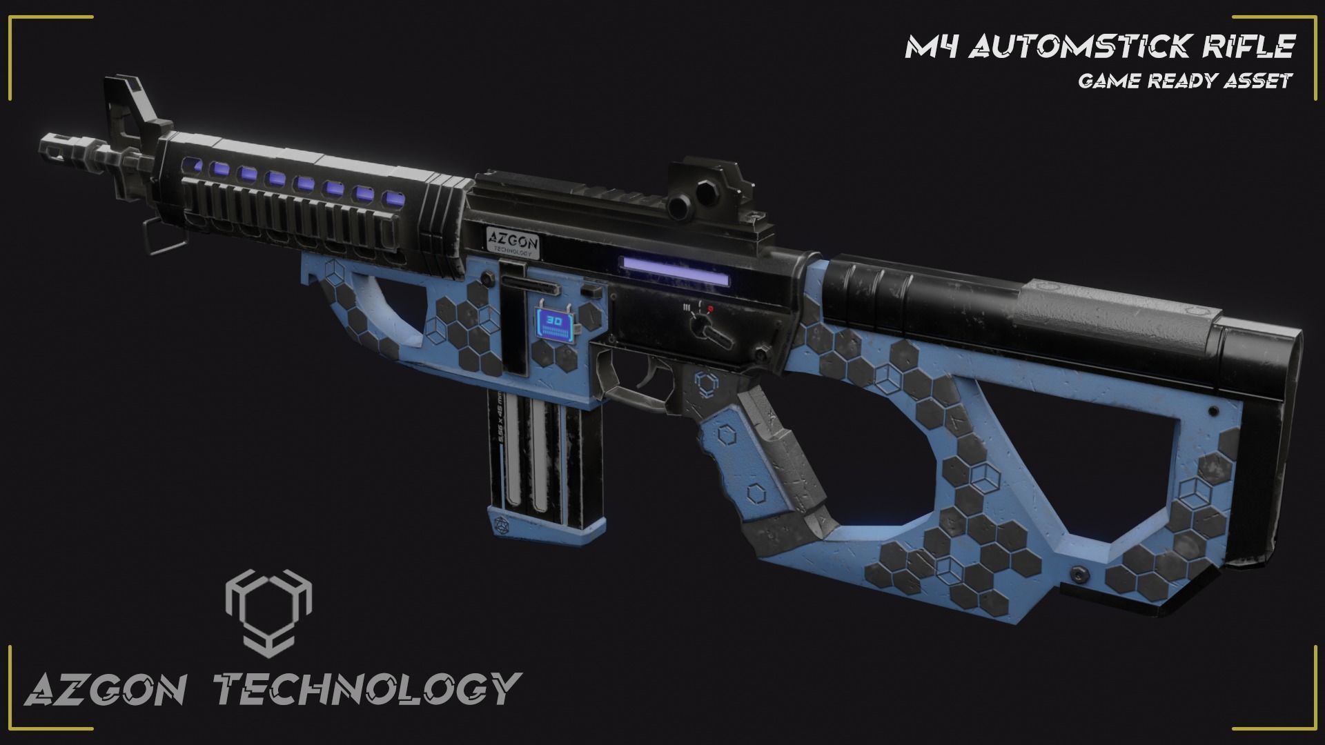 Sci Fi M4 Rifle Low-poly 3D model_10