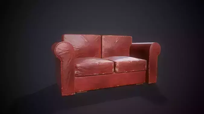 Old Sofa - Tutorial Included Low-poly 3D model