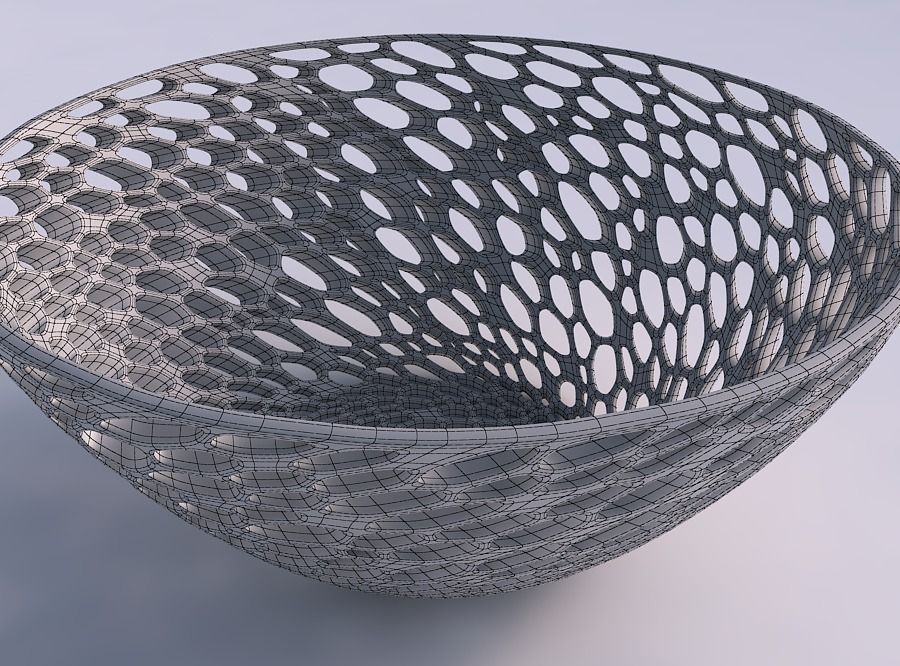 Bowl wide with organic lattice and twisted thickness 3D print model_5