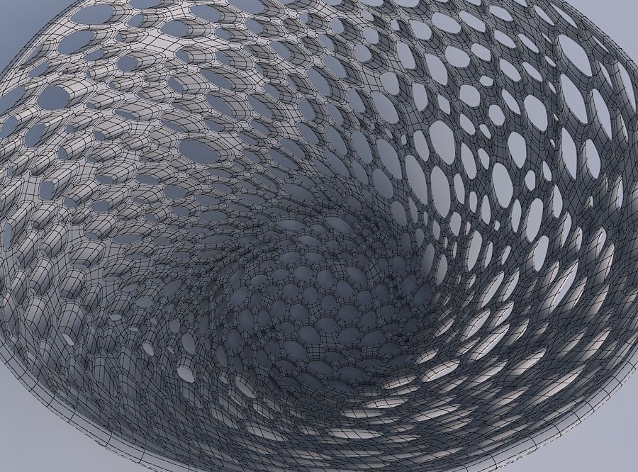 Bowl wide with organic lattice and twisted thickness 3D print model_6