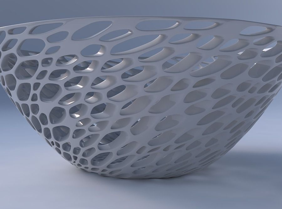 Bowl wide with organic lattice and twisted thickness 3D print model_4