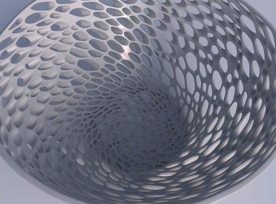Bowl wide with organic lattice and twisted thickness 3D print model_1