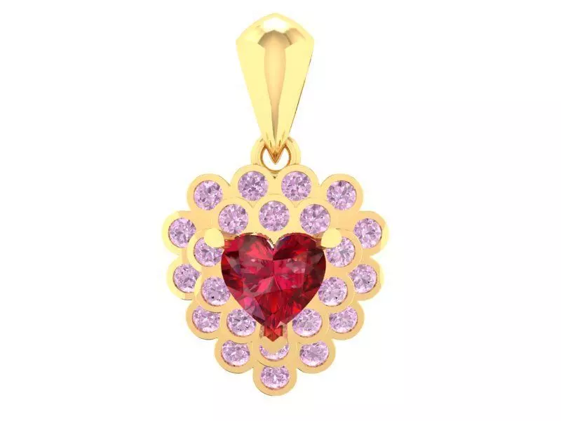 Elegant Heart Shape Gemstone Pendant for Women 313 3D print model