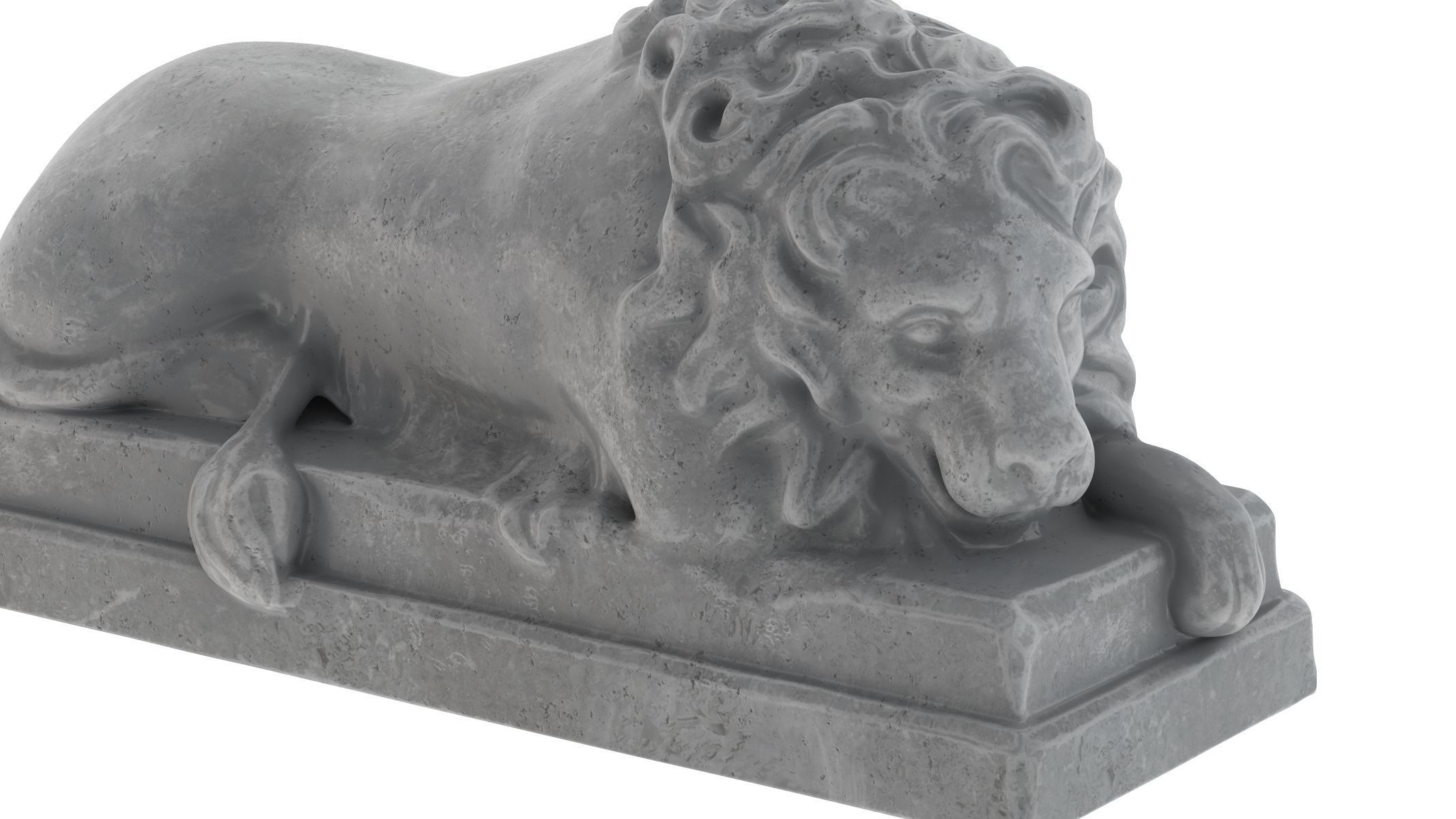 Lion stone statue 01 3D model_5