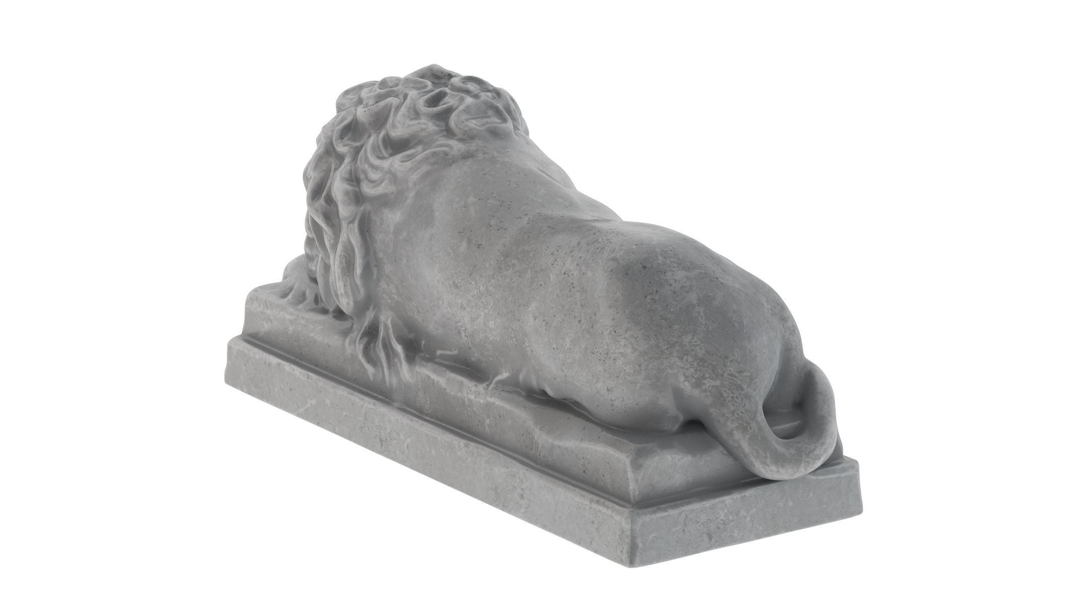Lion stone statue 01 3D model_2