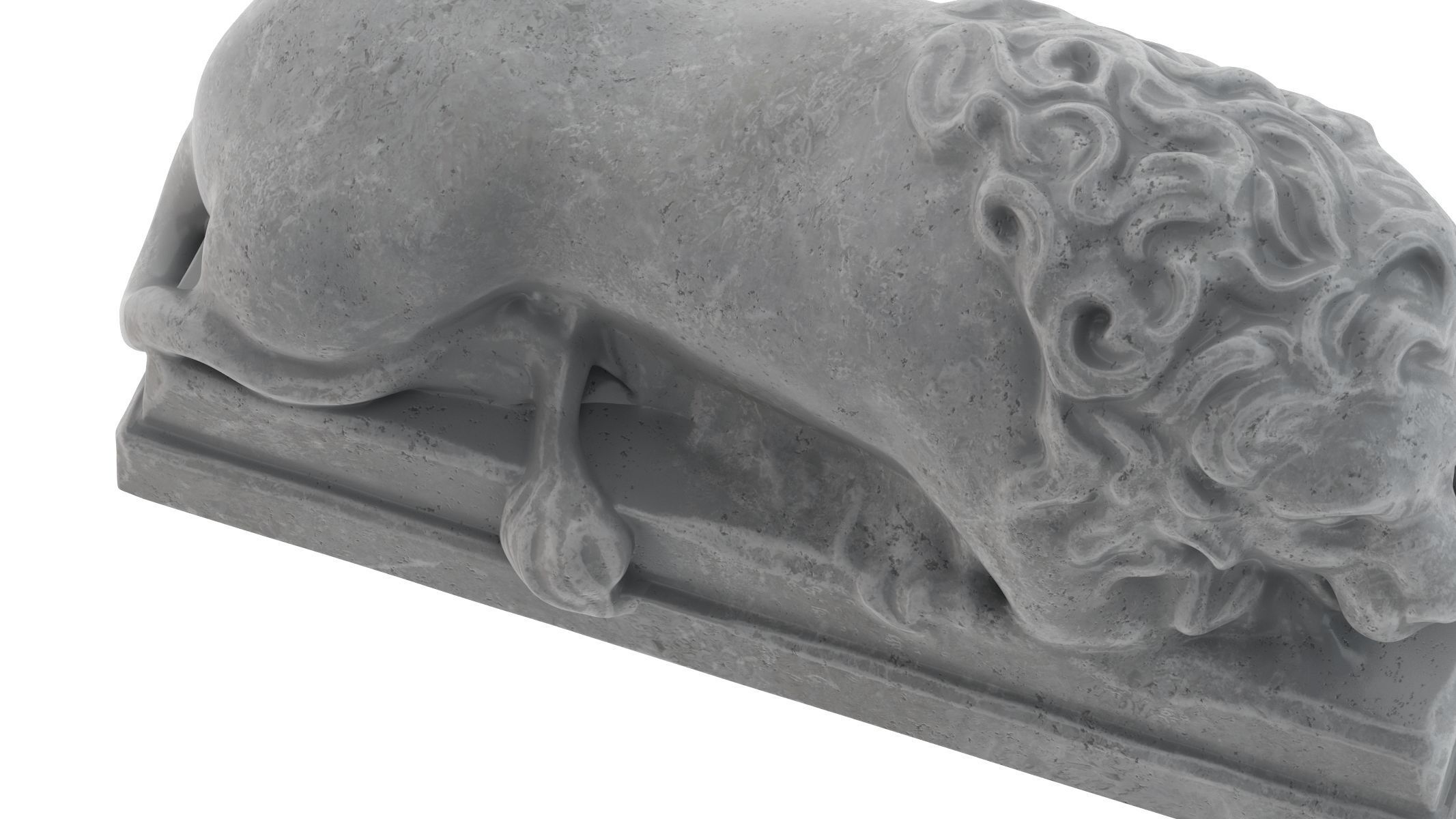 Lion stone statue 01 3D model_8