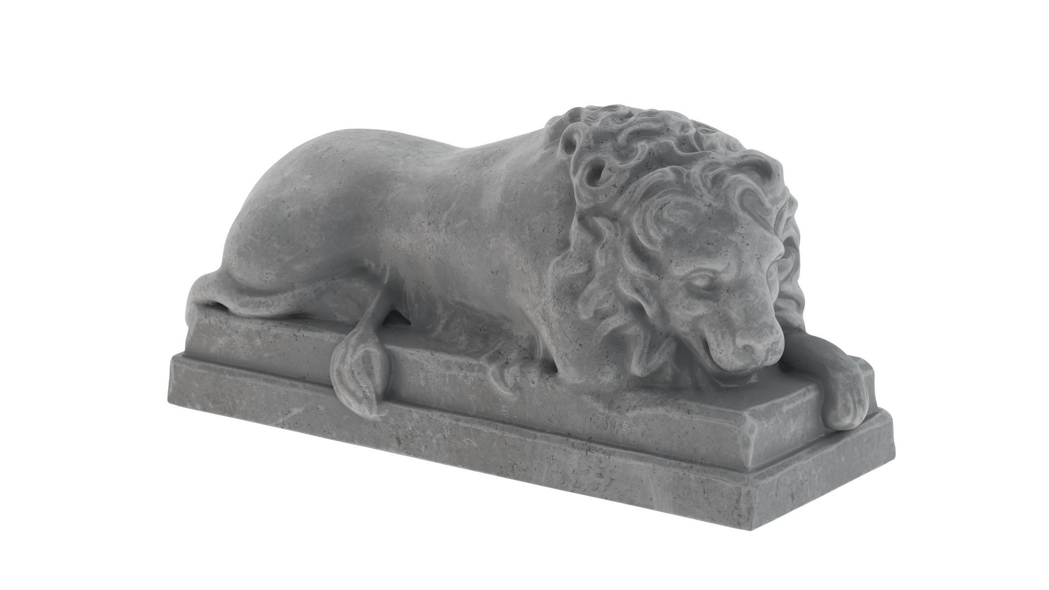 Lion stone statue 01 3D model_4