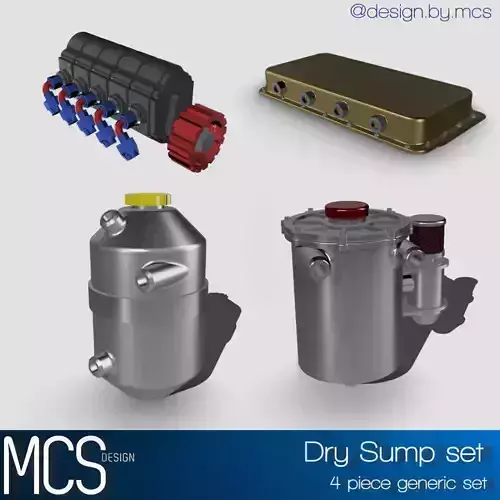 Dry Sump Combo Parts Drag Race Pump Tanks Sump V8 Racing 3D print model