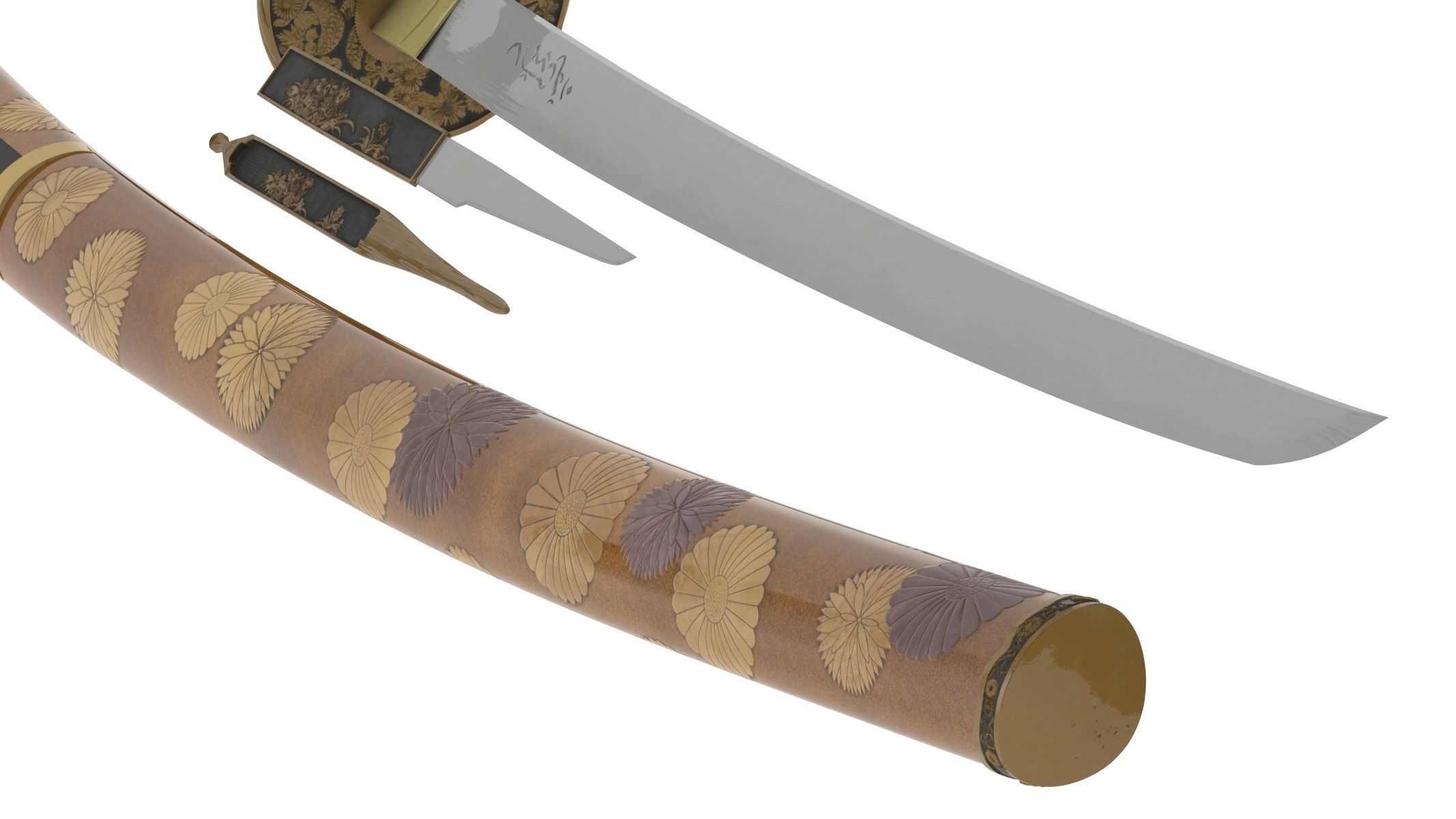 Wakizashi Sword 3D model_9