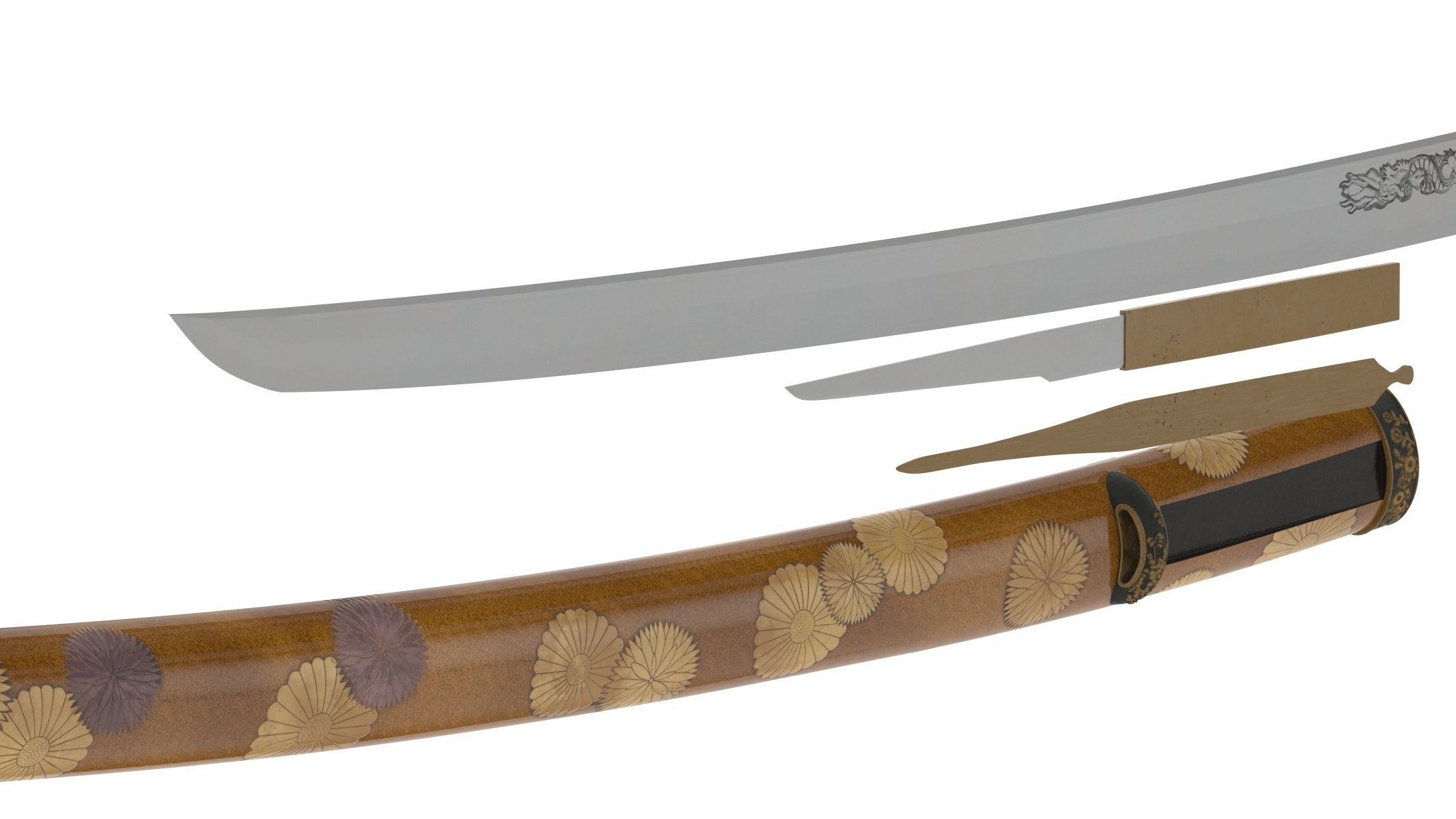 Wakizashi Sword 3D model_7