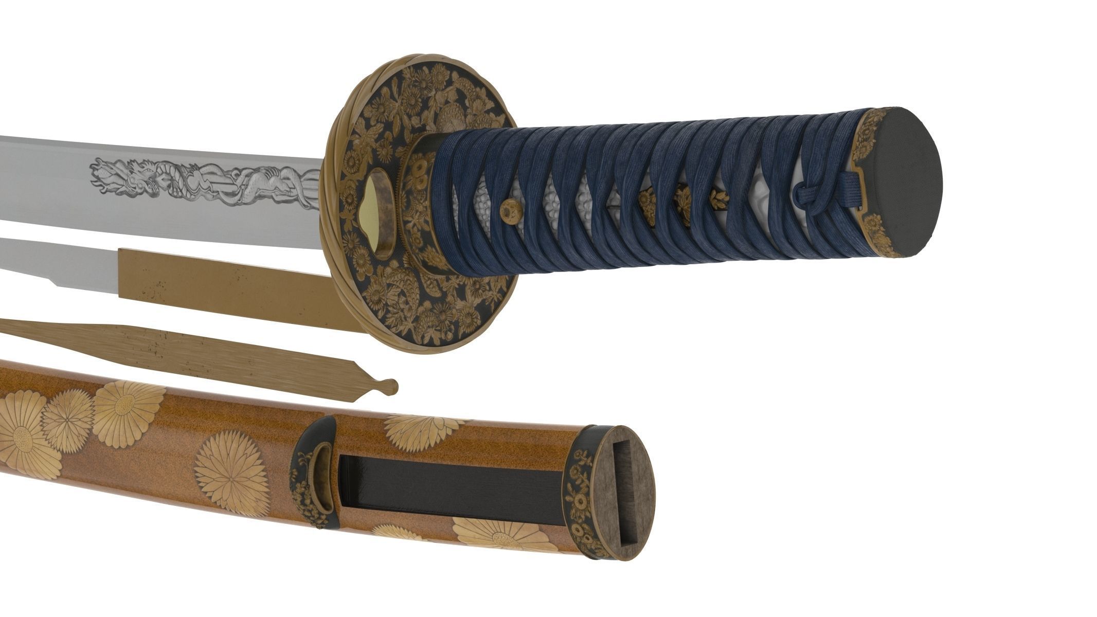 Wakizashi Sword 3D model_6