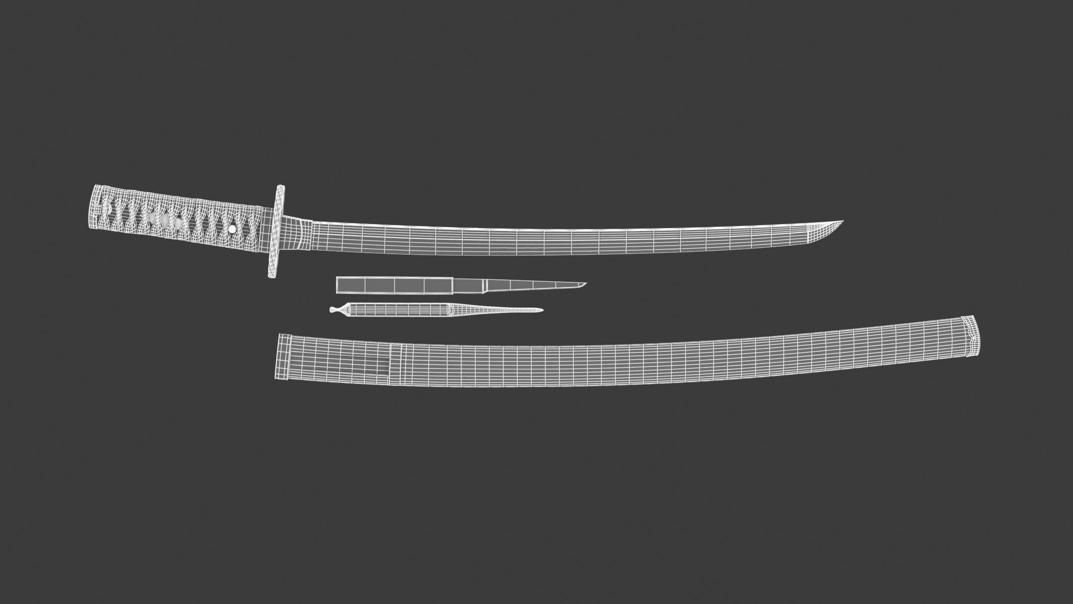 Wakizashi Sword 3D model_10