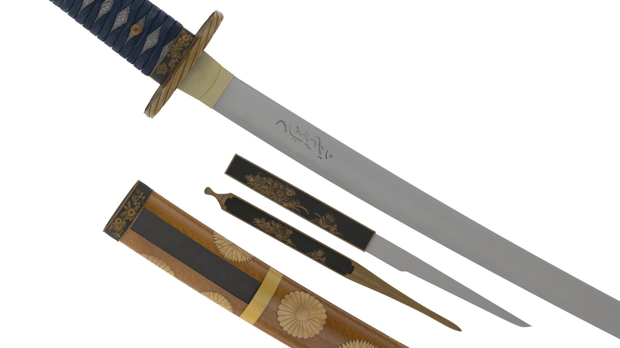 Wakizashi Sword 3D model_8