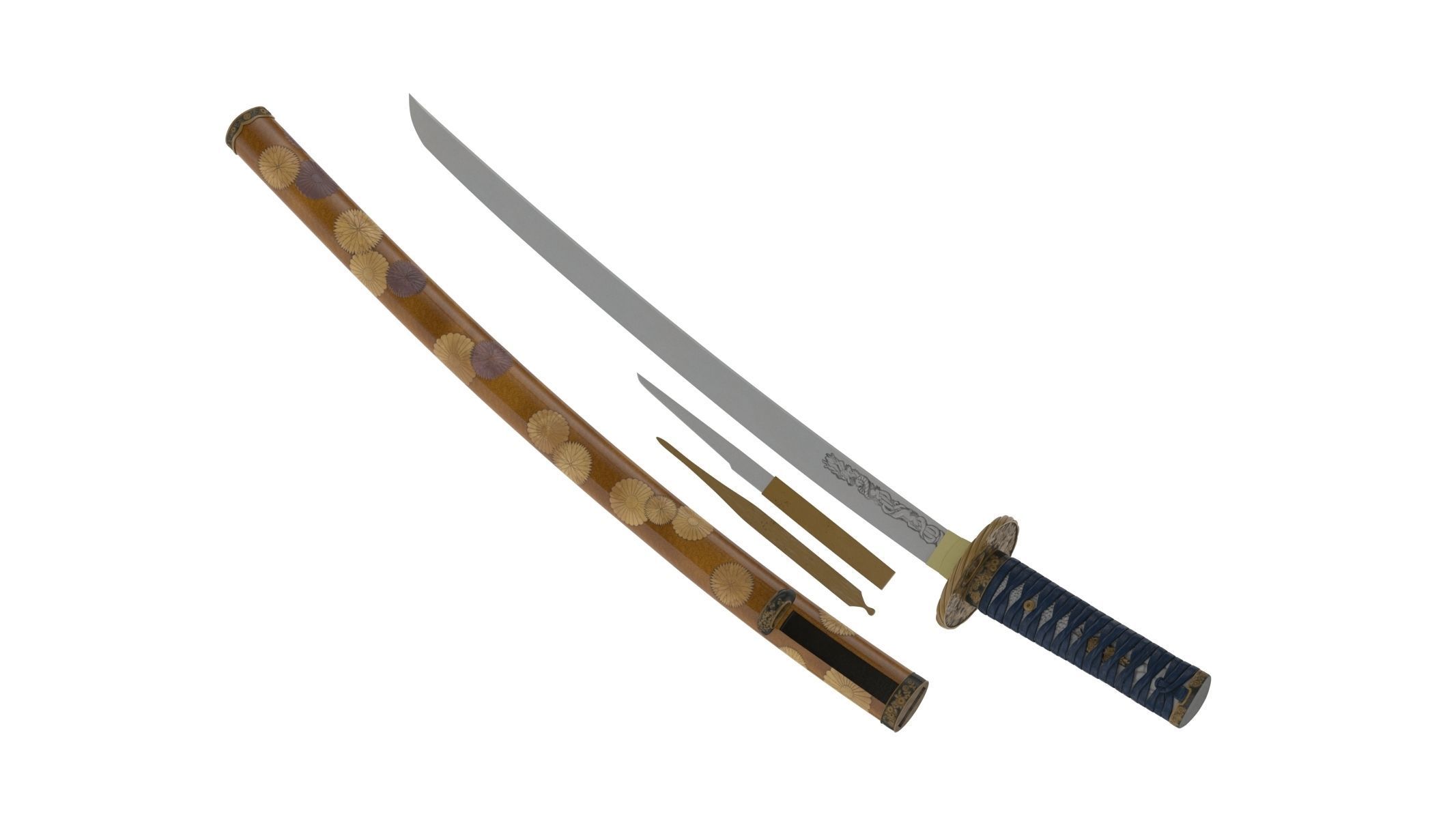Wakizashi Sword 3D model_4