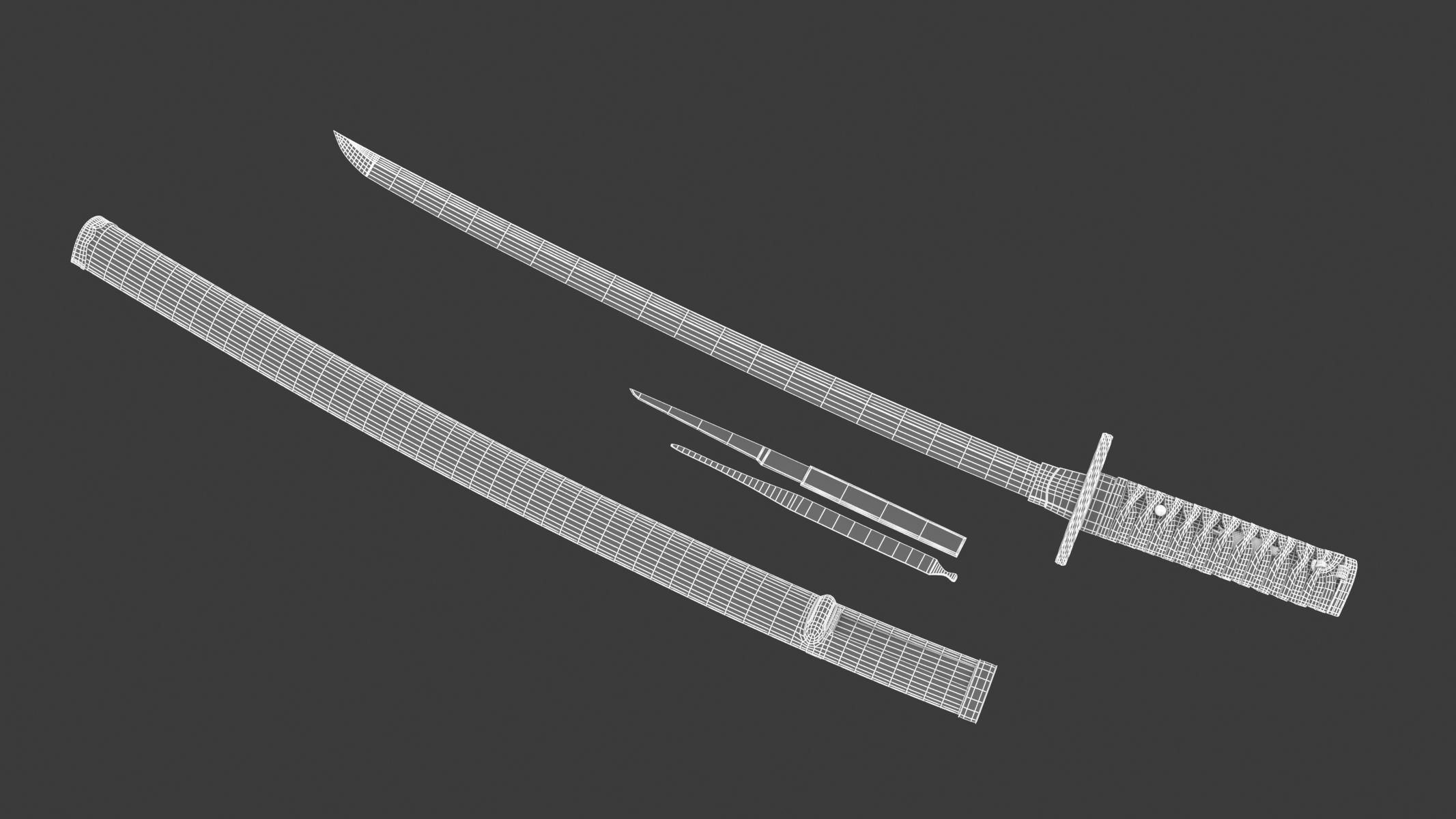 Wakizashi Sword 3D model_14
