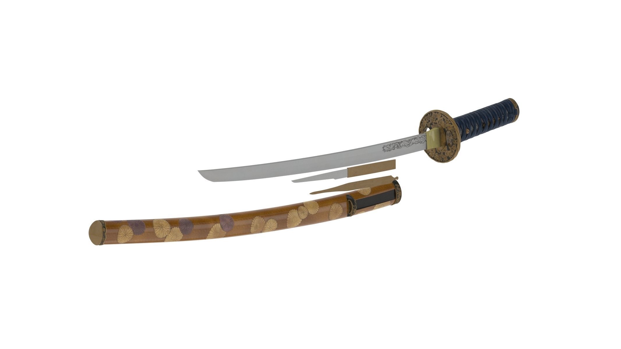 Wakizashi Sword 3D model_2