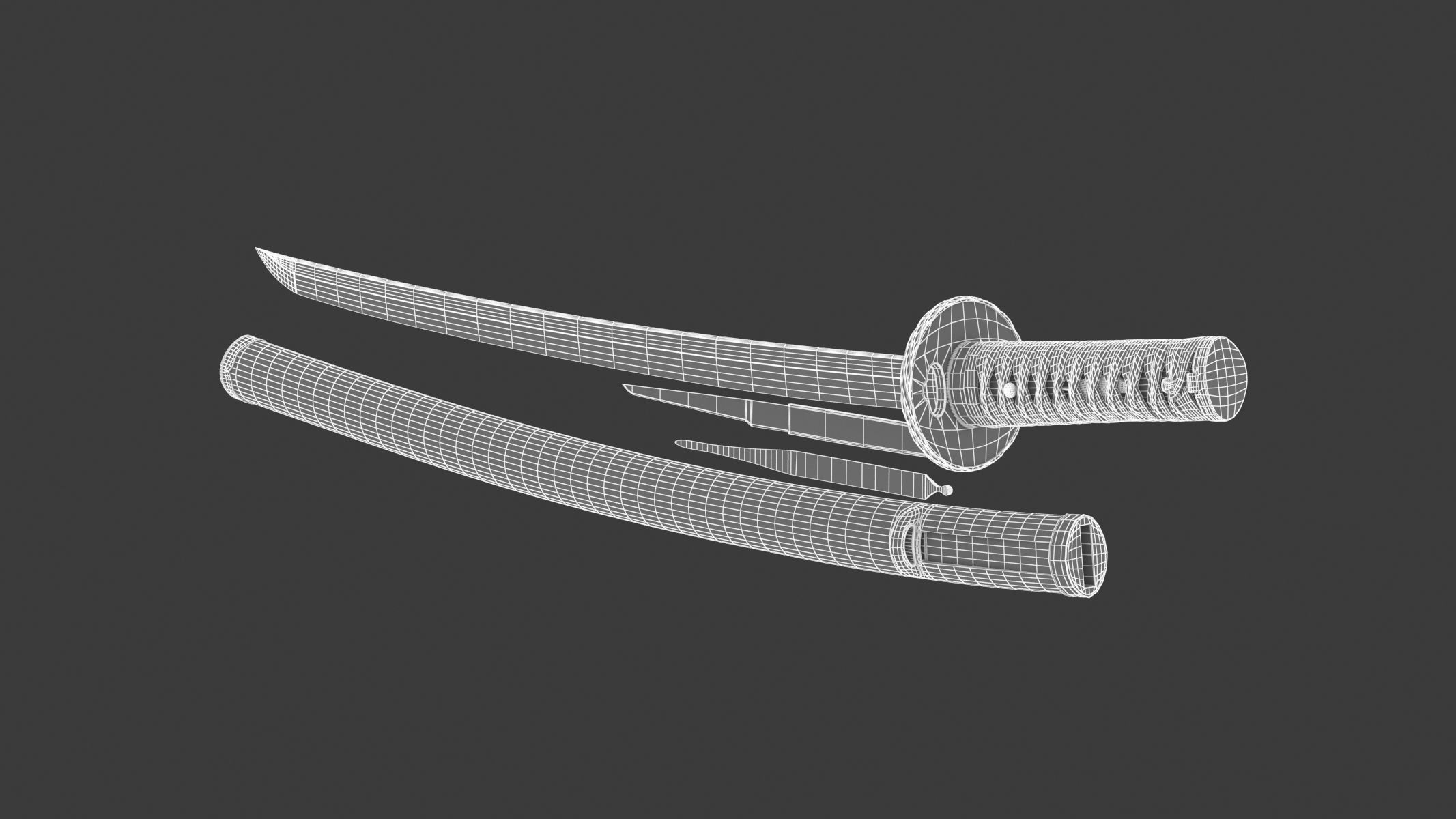 Wakizashi Sword 3D model_11