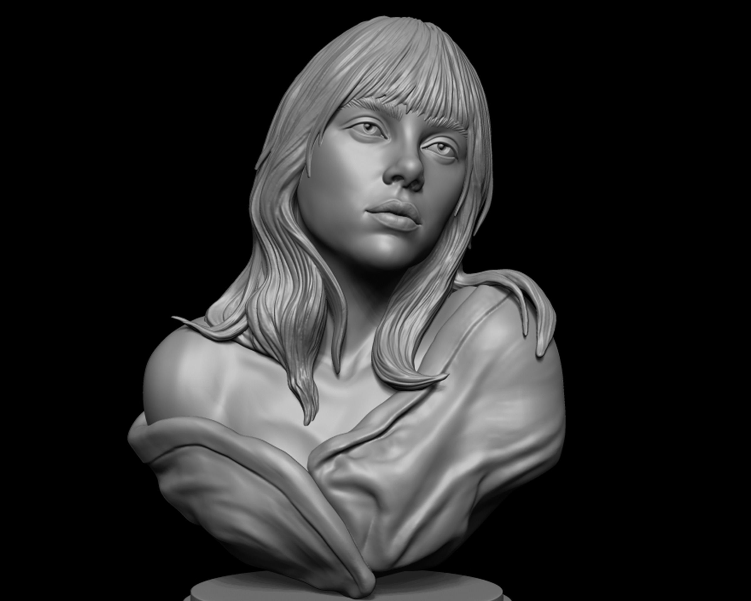 Billie Eilish portrait sculpture 2 3D model 3D printable | CGTrader