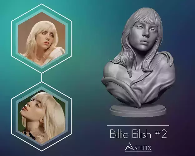 Billie Eilish portrait sculpture 2