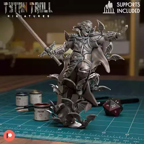 Vampire Lord Attacking - Curse of Strahd Miniature 3D print model