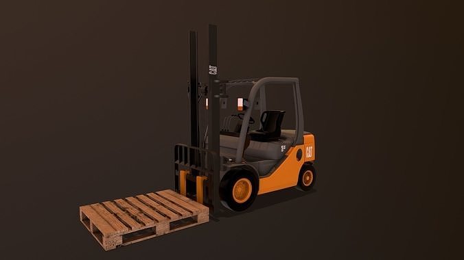 Forklift truck with pallets 3D model