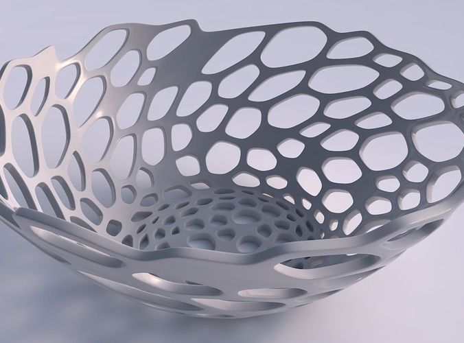 Bowl wide with cracked and twisted organic lattice 3D print model