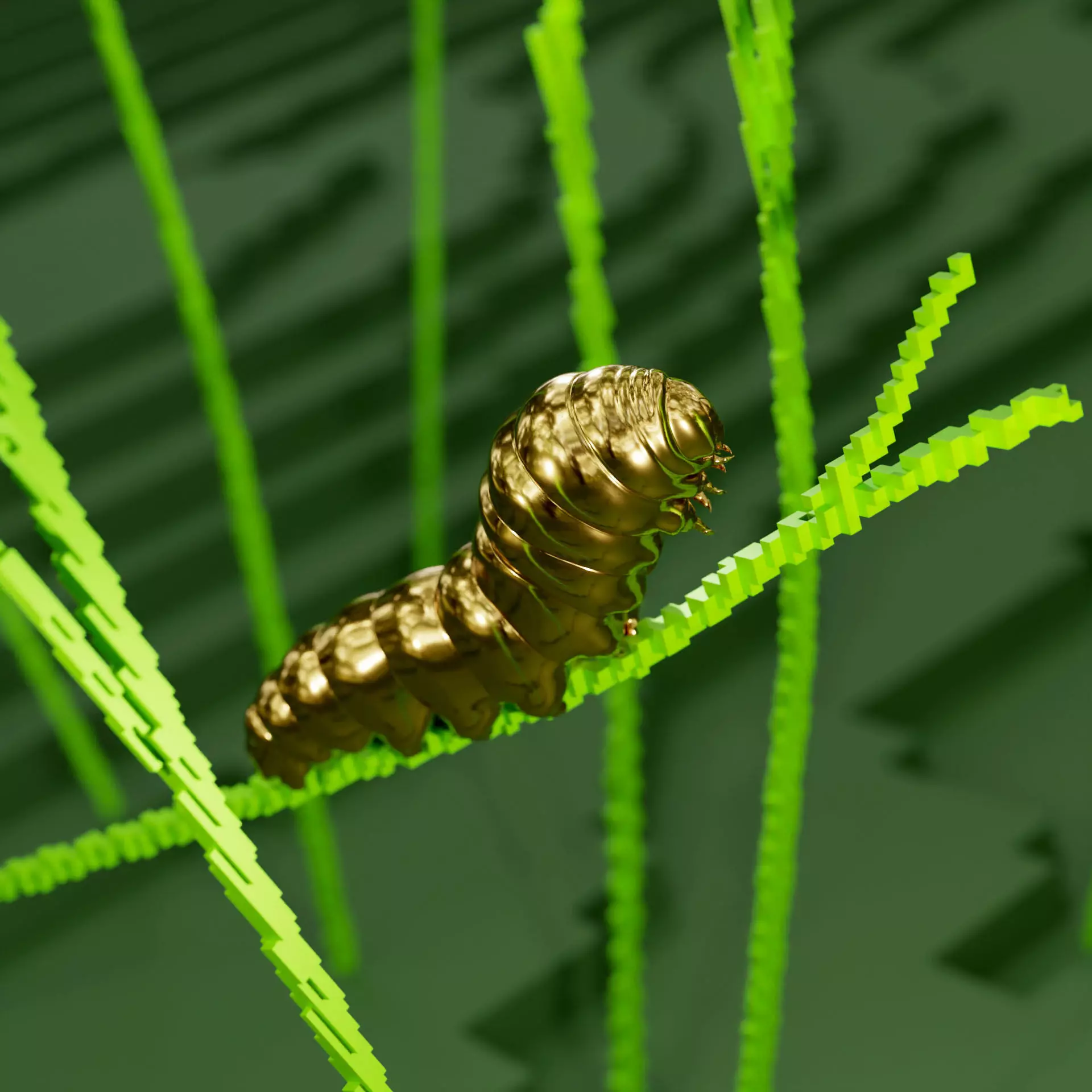 Golden Caterpillar 3D print model_0