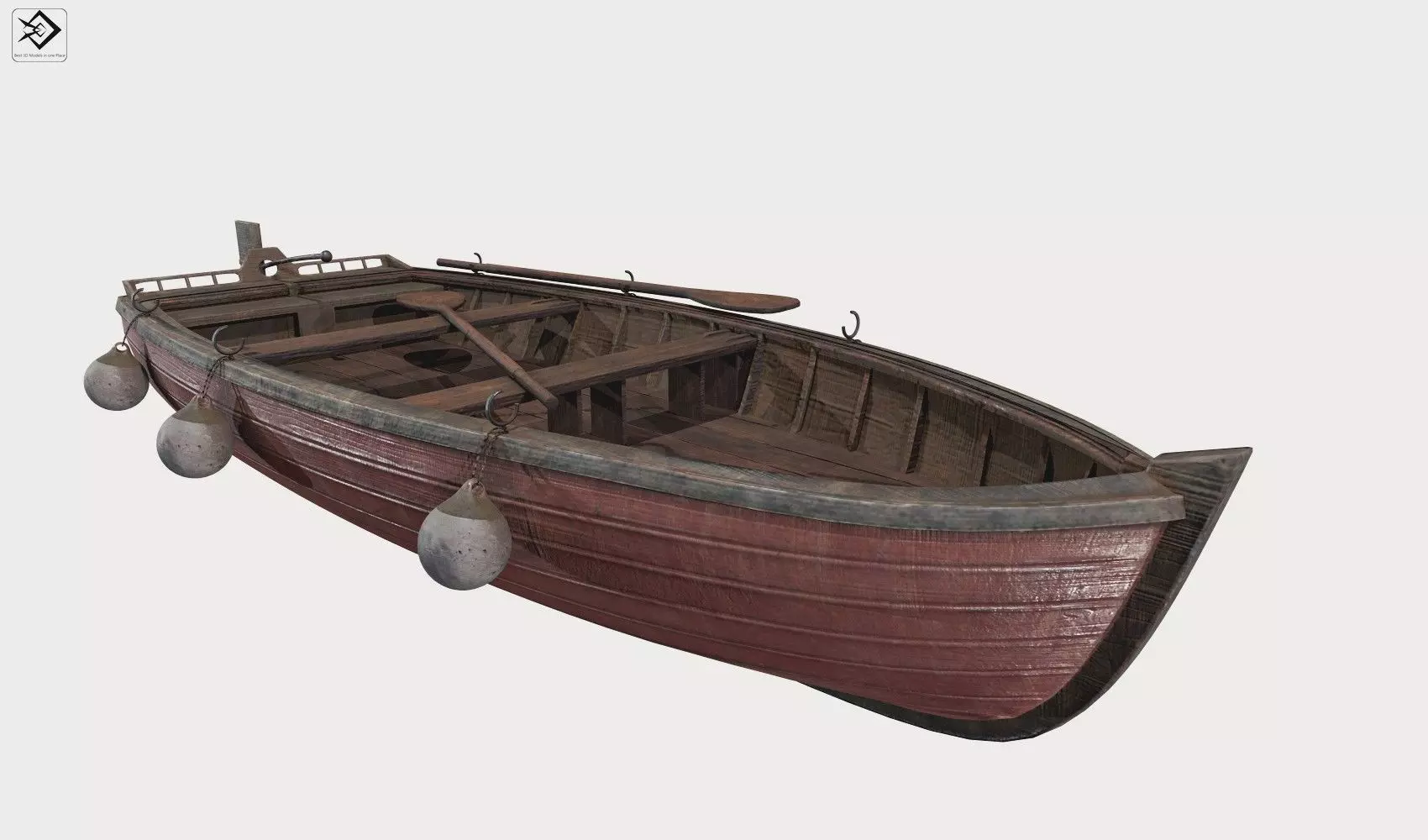 Old boat Low-poly 3D model_0