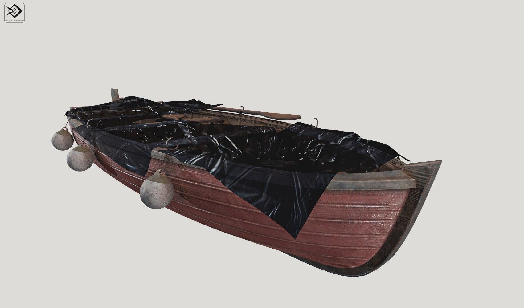Old boat Low-poly 3D model_1