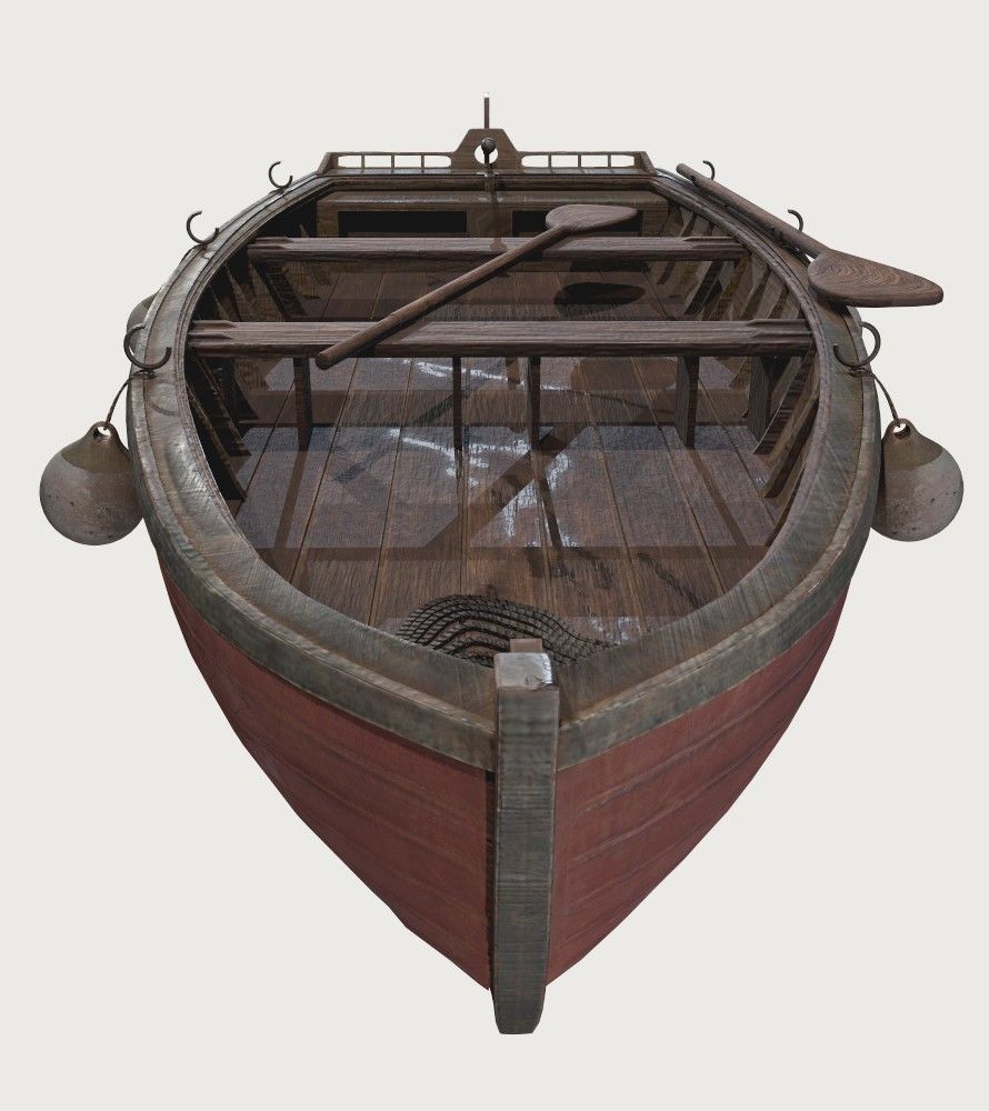 Old boat Low-poly 3D model_4