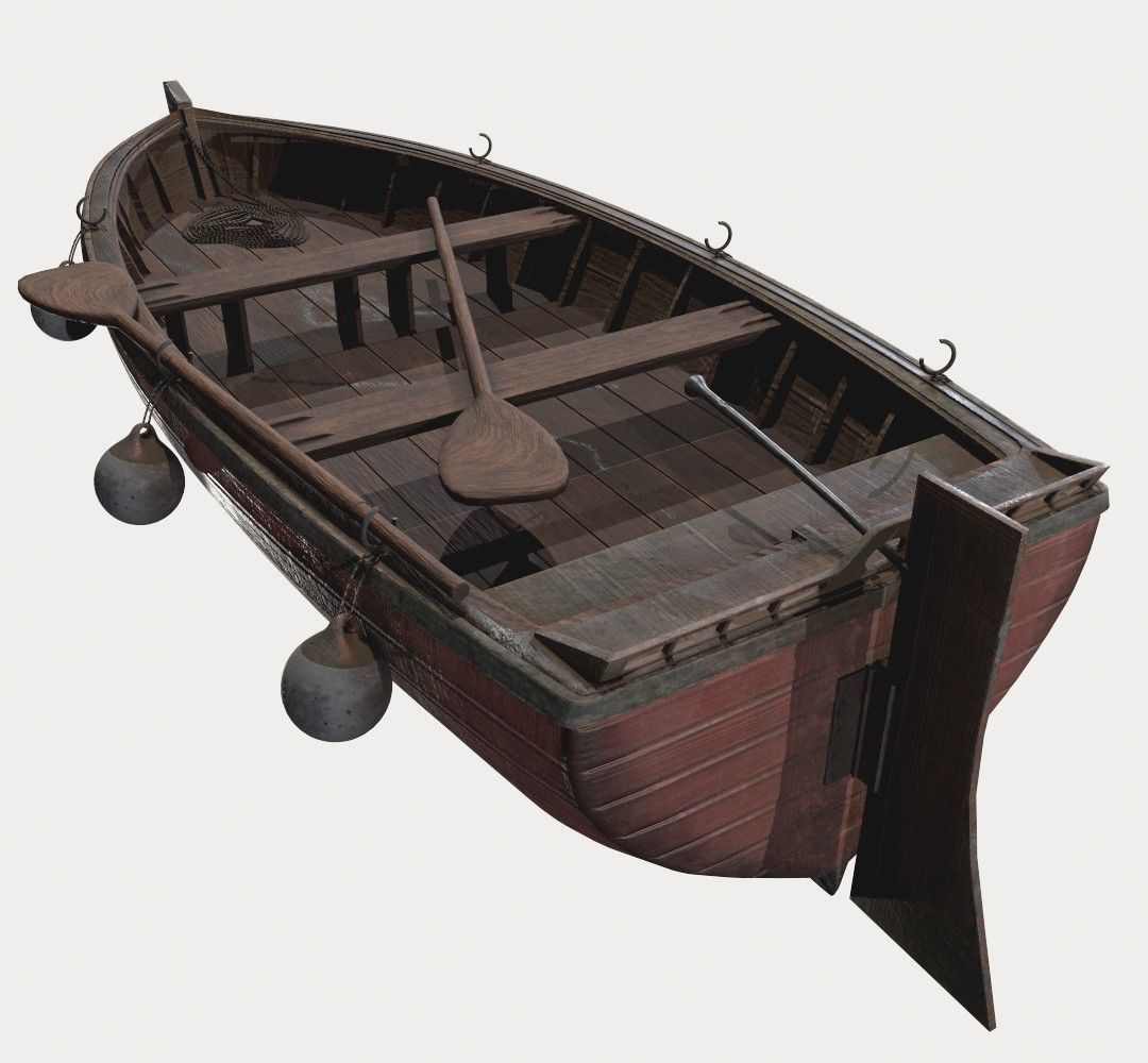 Old boat Low-poly 3D model_7